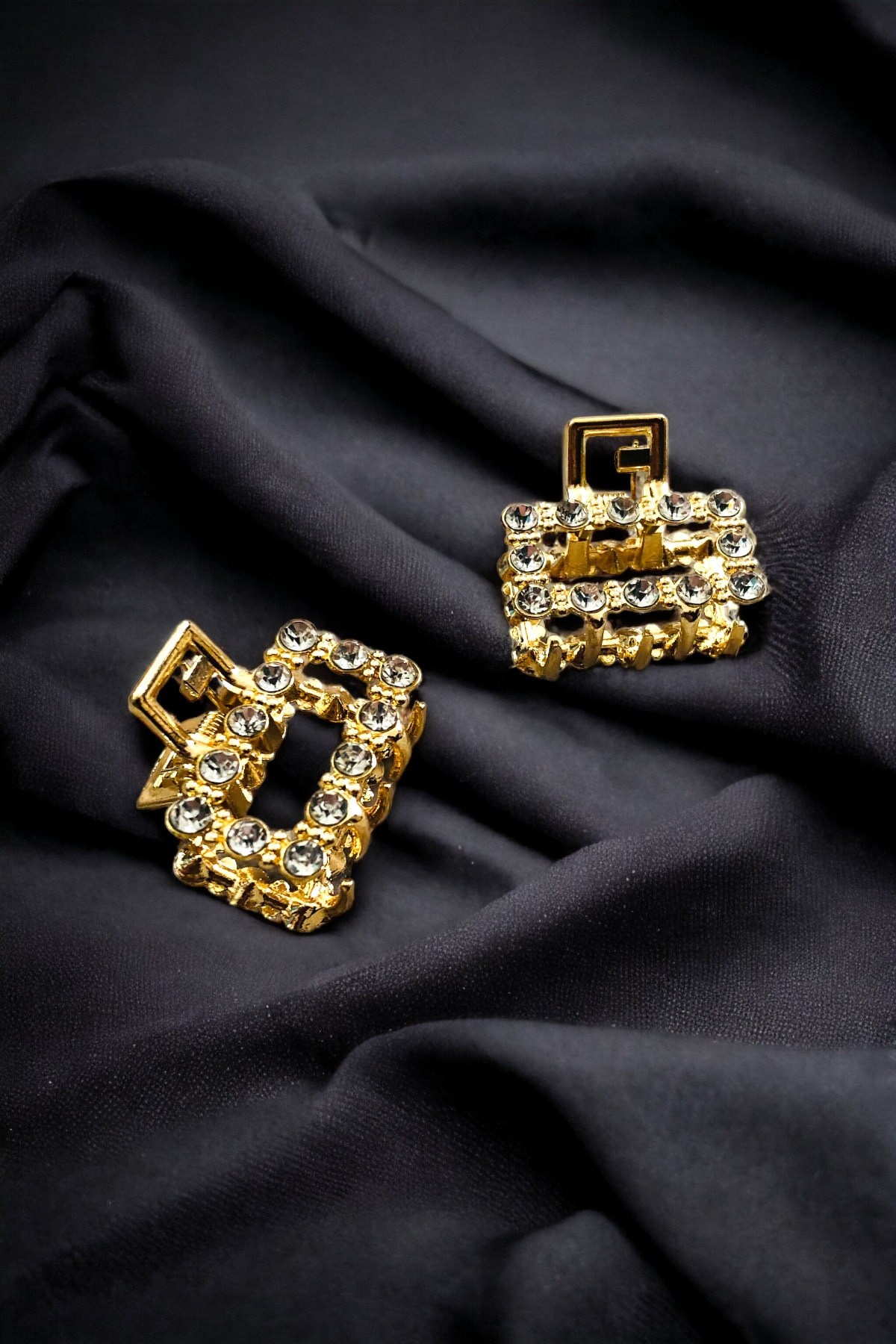 Kadın 2 Adet Zirkon Taşlı Minik Metal Mandal Toka