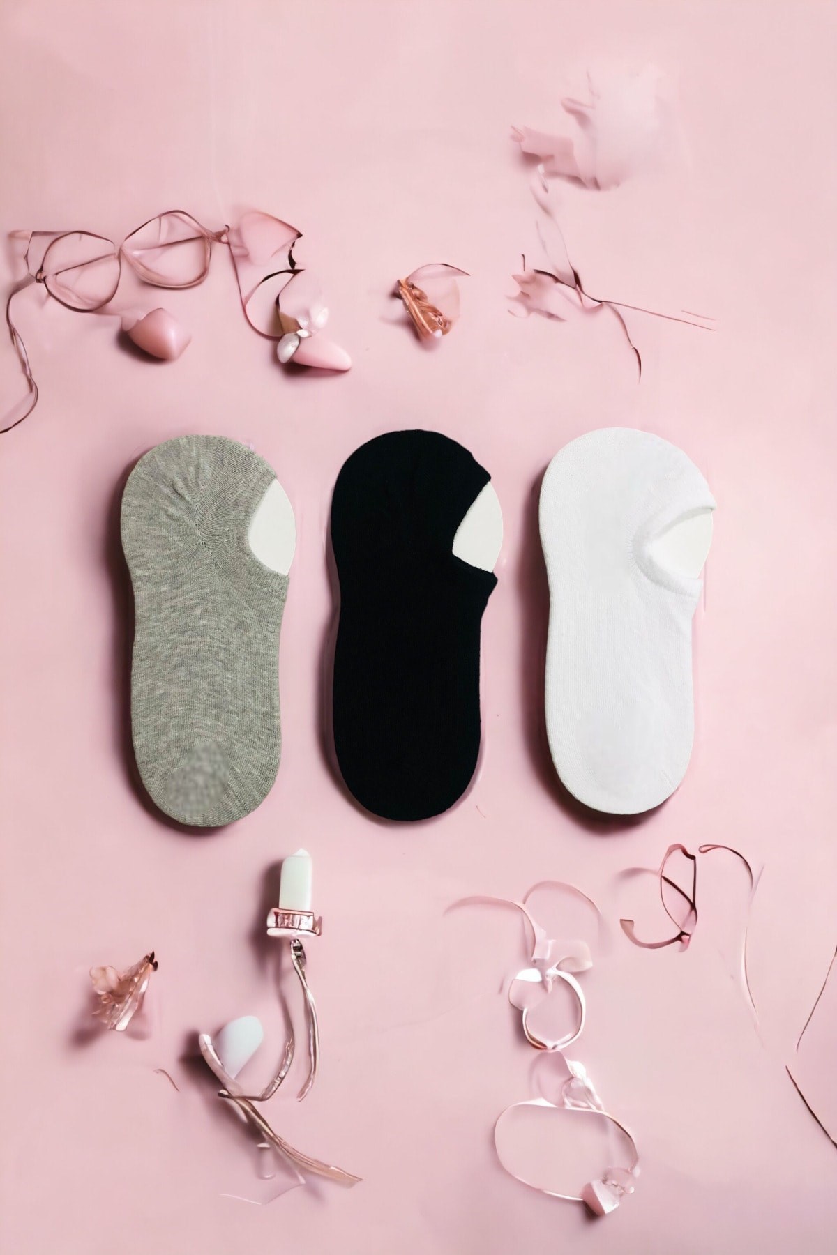 Kadın 3 Çift Görünmez Sneaker Çorap Seti