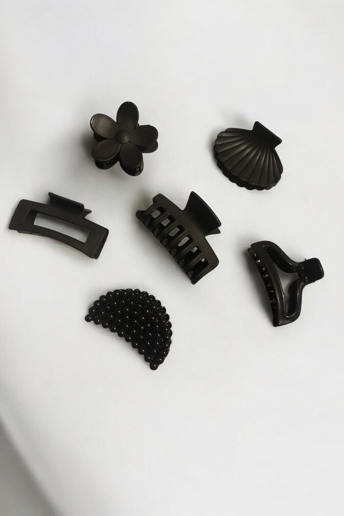 Kadın 6 Adet 6 Farklı Model 6 Cm Siyah Mandal Toka