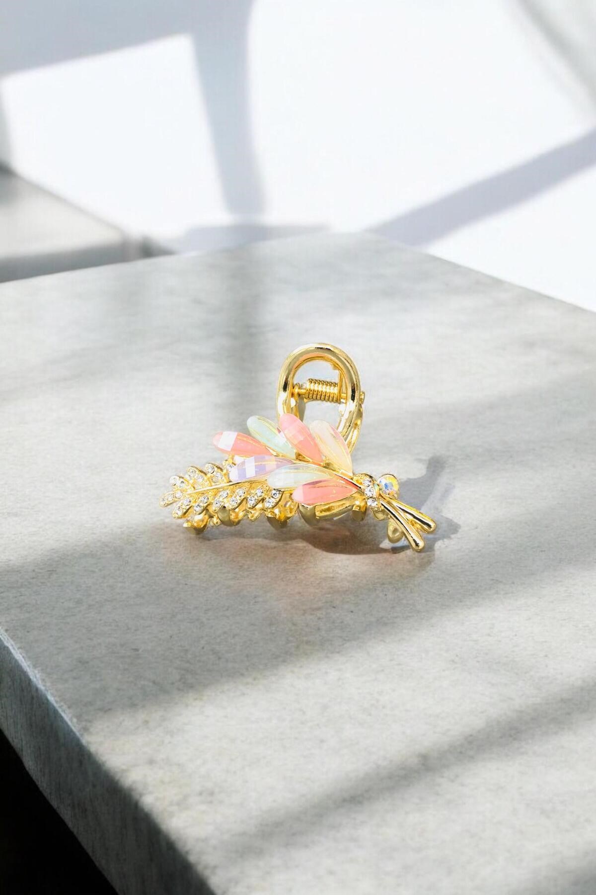 Kadın Gold Zirkon Taşlı Metal Toka ( 5,5 Cm )