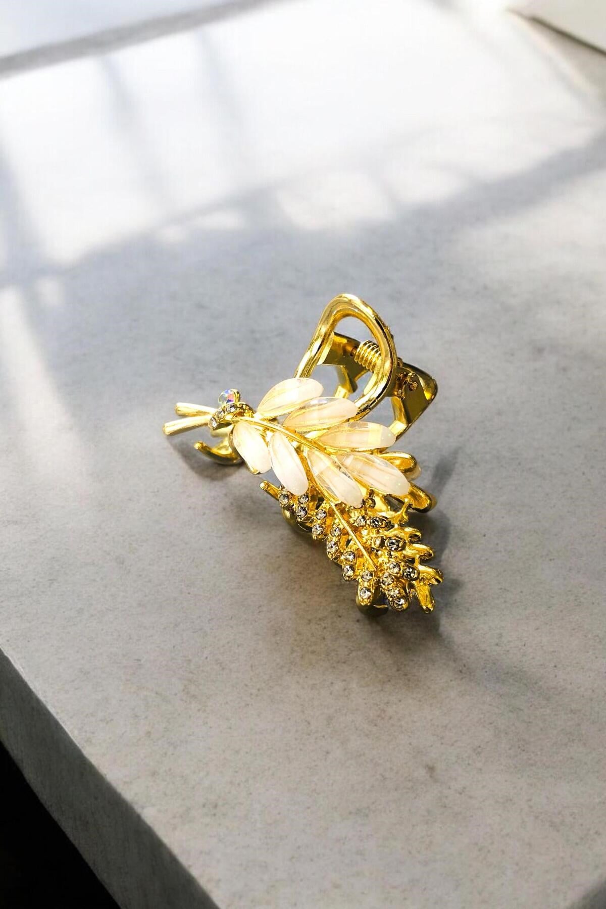 Kadın Gold Zirkon Taşlı Metal Toka ( 5,5 Cm )