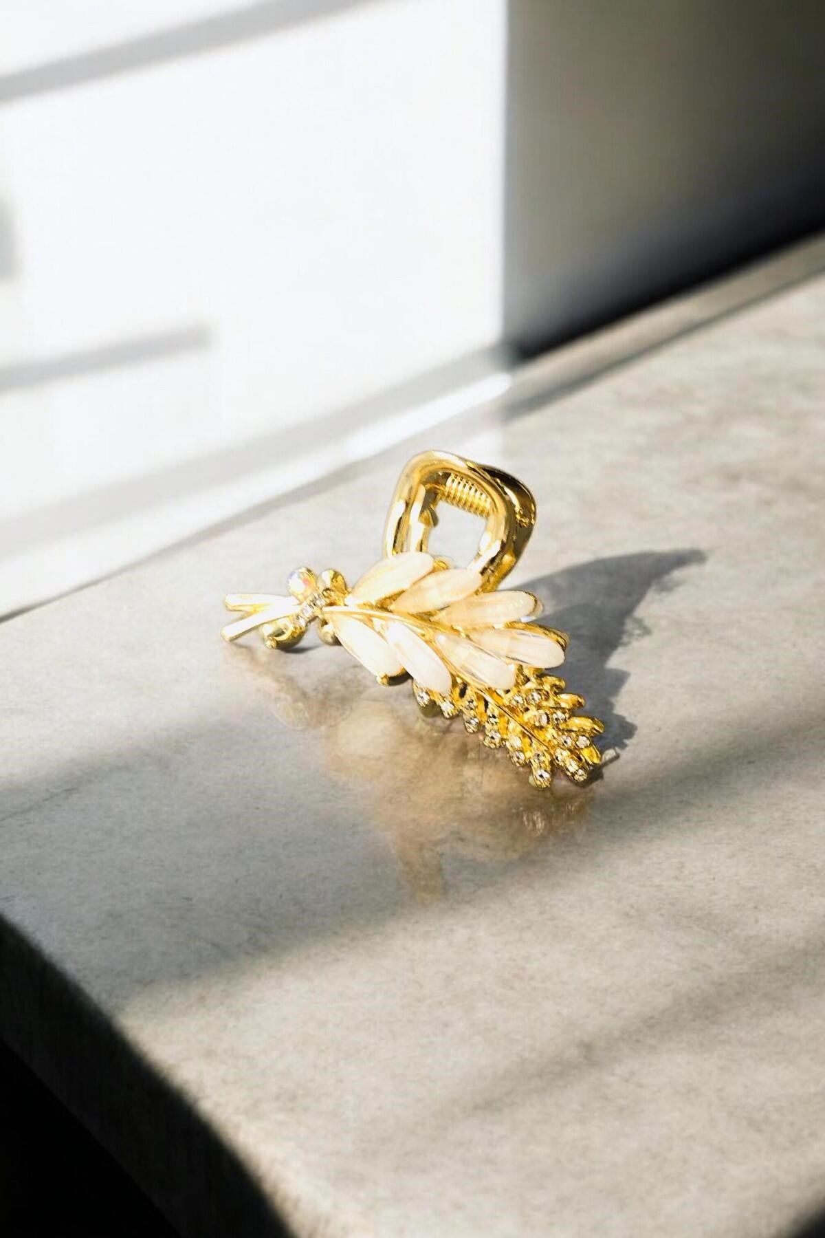 Kadın Gold Zirkon Taşlı Metal Toka ( 5,5 Cm )
