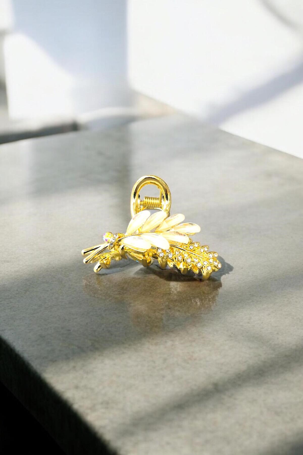 Kadın Gold Zirkon Taşlı Metal Toka ( 5,5 Cm )