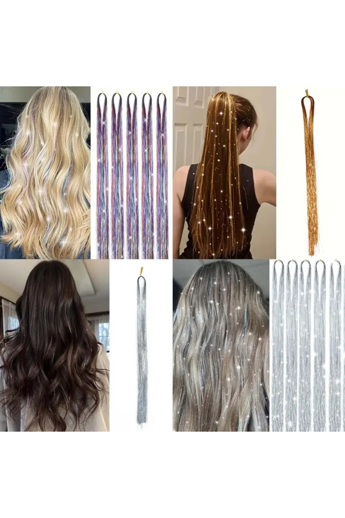 Kadın Hair Tinsel Parlak Simli Saç Süsü