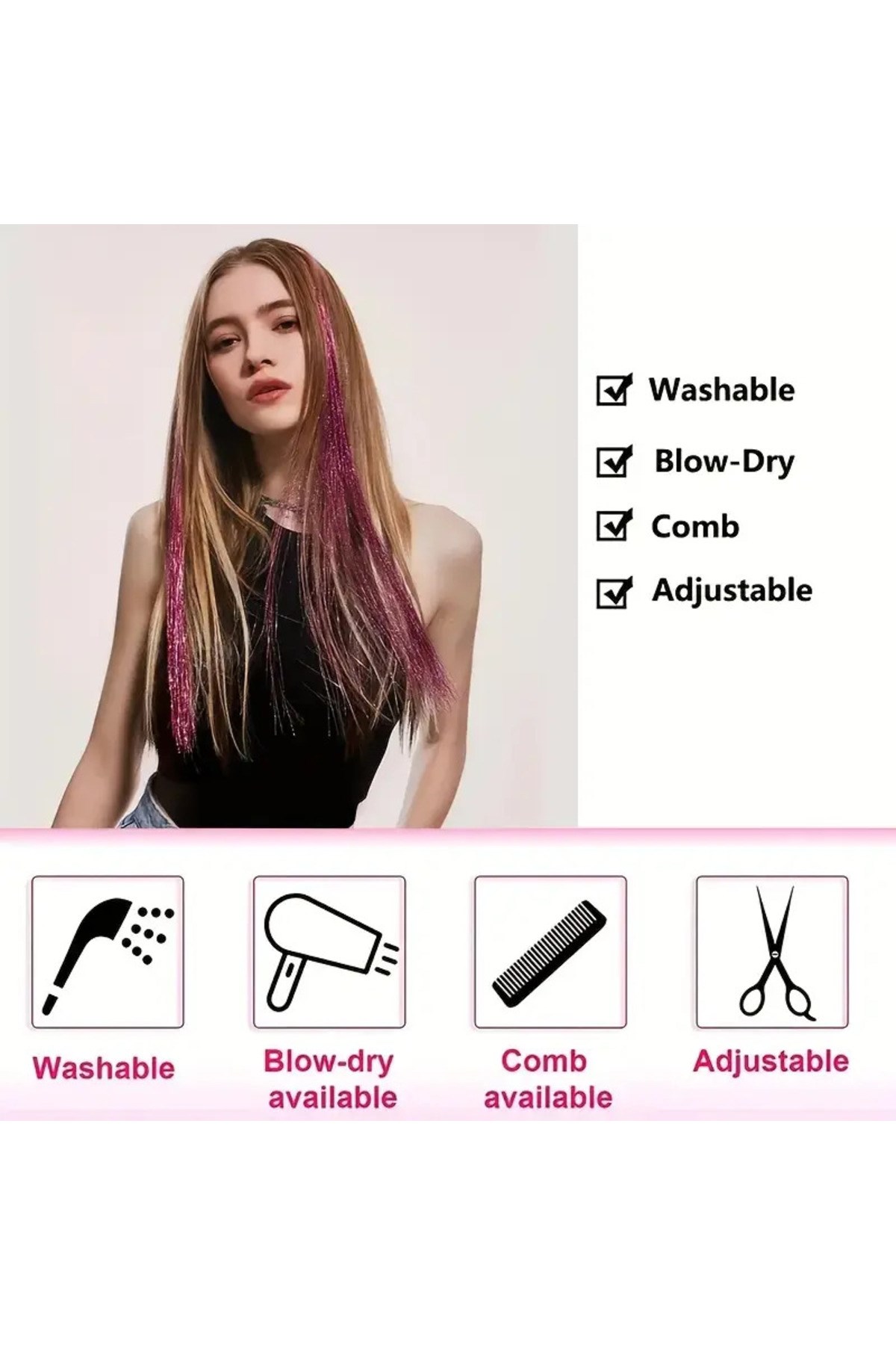 Kadın Hair Tinsel Parlak Simli Saç Süsü