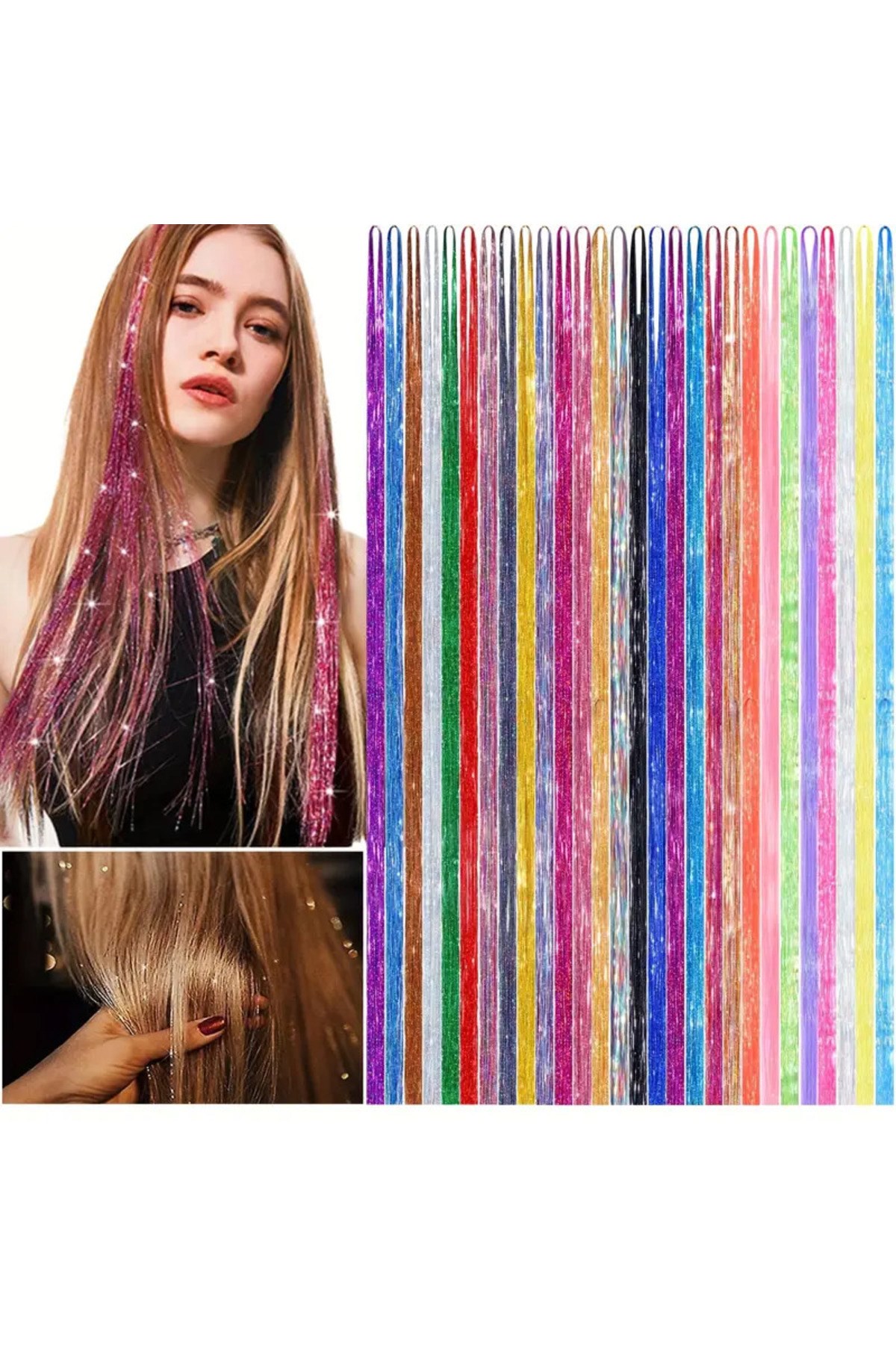 Kadın Hair Tinsel Parlak Simli Saç Süsü