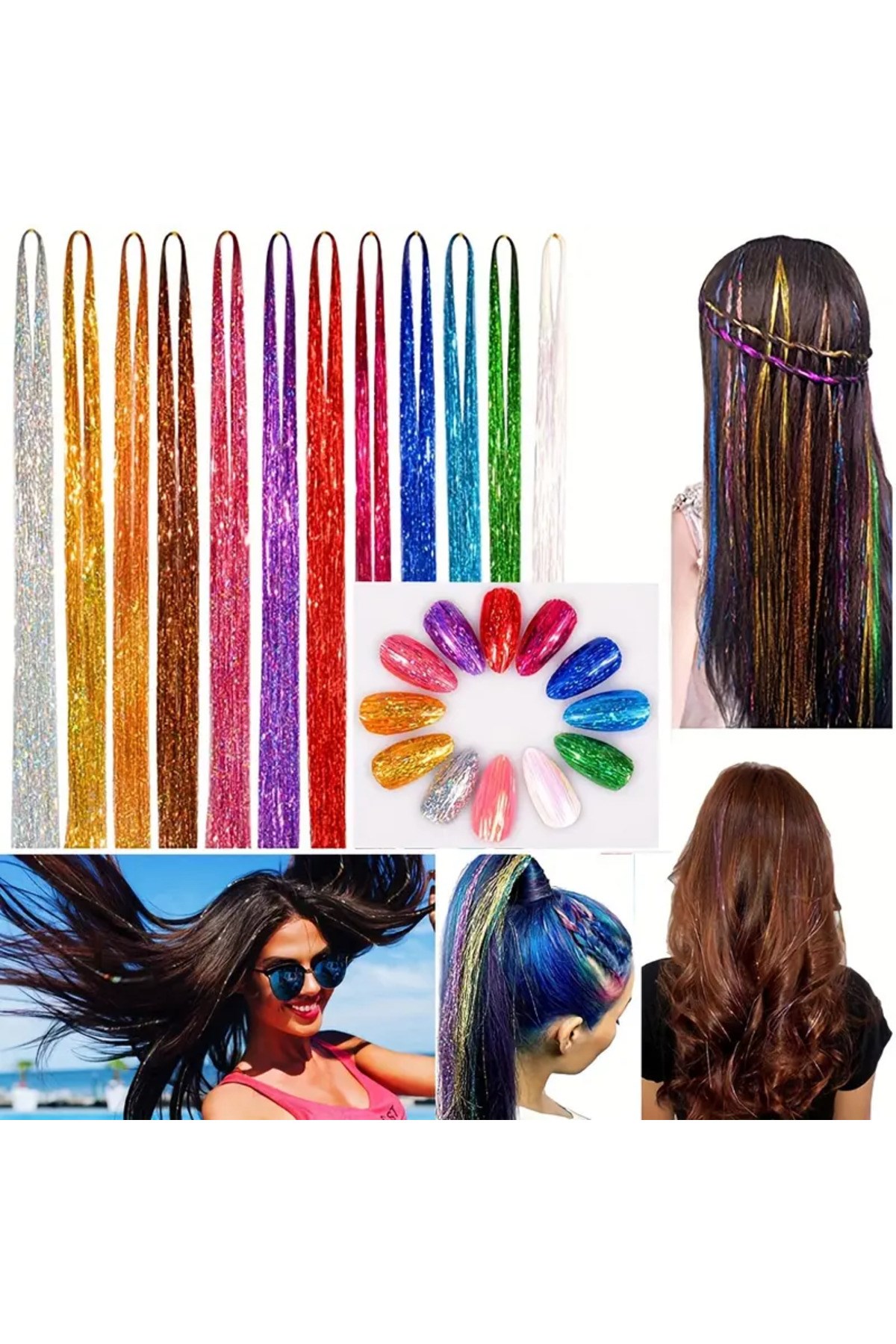 Kadın Hair Tinsel Parlak Simli Saç Süsü