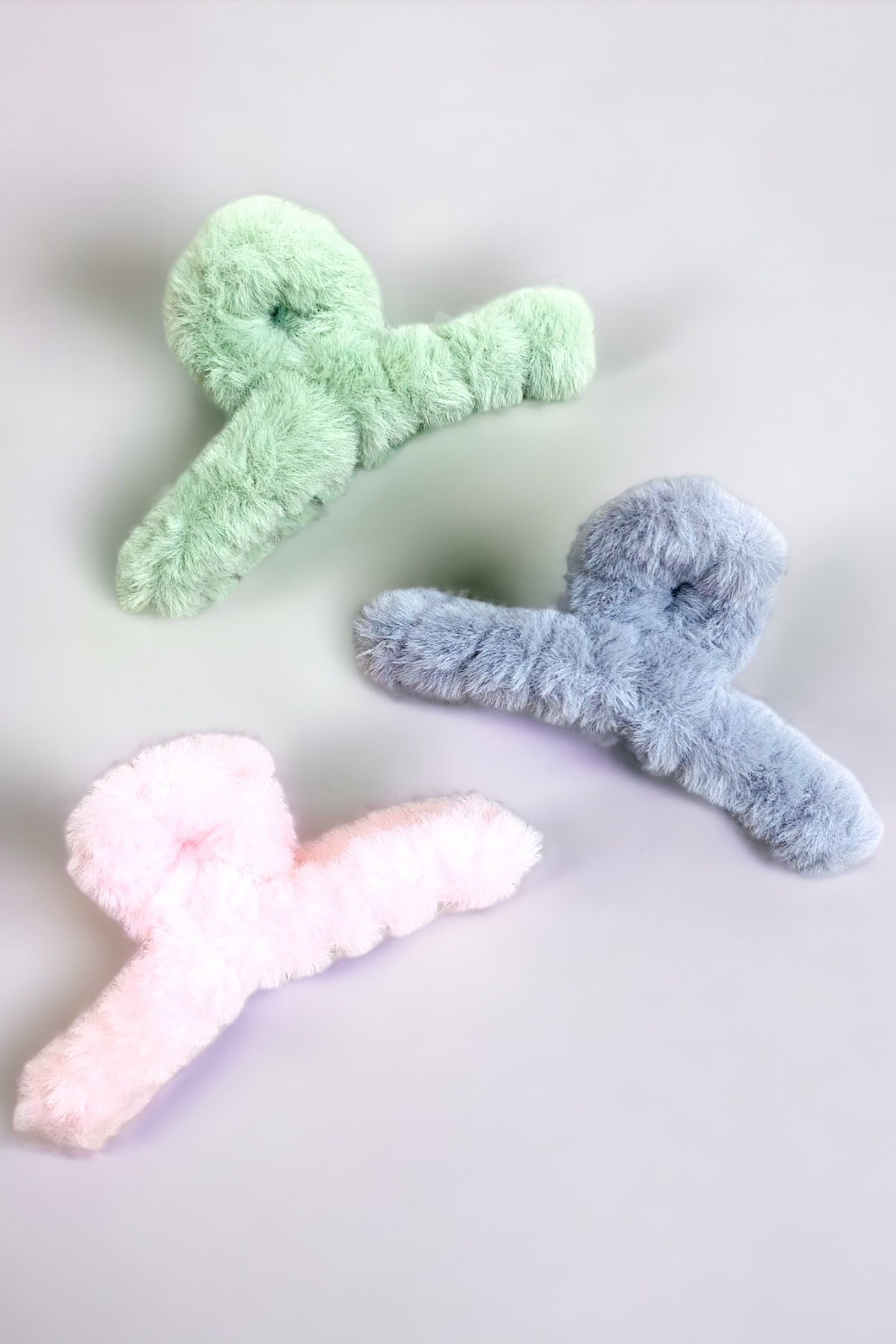 Kadın Peluş Model 3 Adet Büyük Boy 14 Cm Mandal Toka Seti