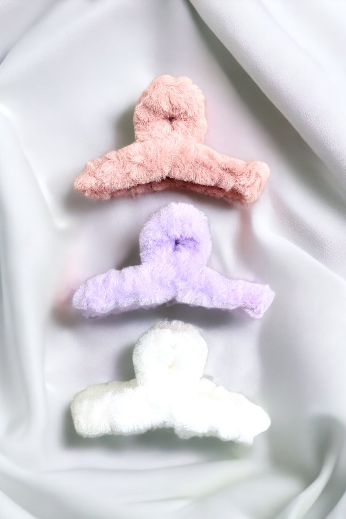 Kadın Peluş Model 3 Adet Büyük Boy 14 Cm Mandal Toka Seti