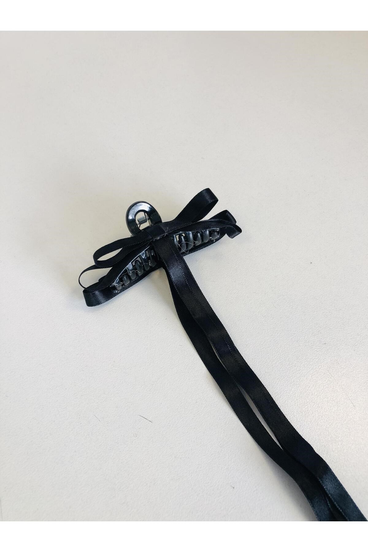 Kadın Renkli Kurdaleli Siyah Mandal Toka (10 Cm)