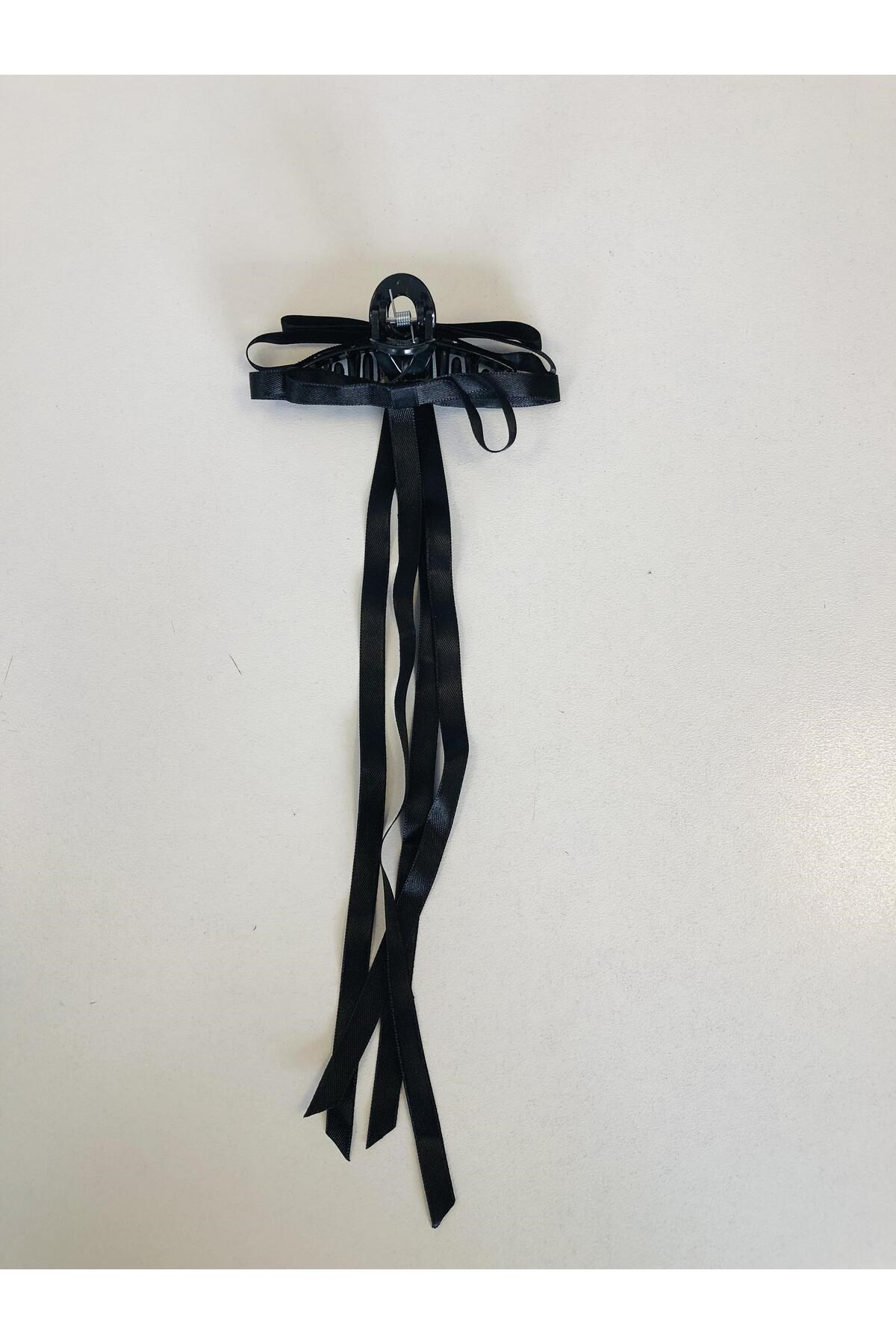 Kadın Renkli Kurdaleli Siyah Mandal Toka (10 Cm)