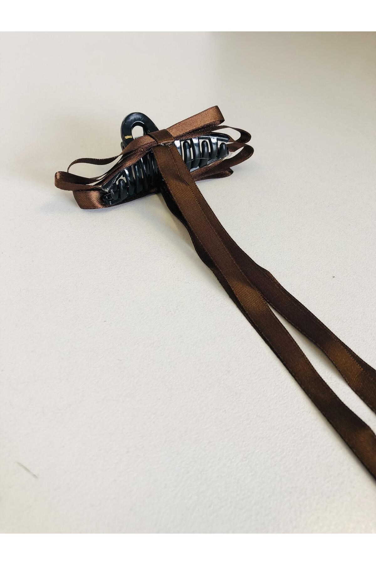 Kadın Renkli Kurdaleli Siyah Mandal Toka (10 Cm)