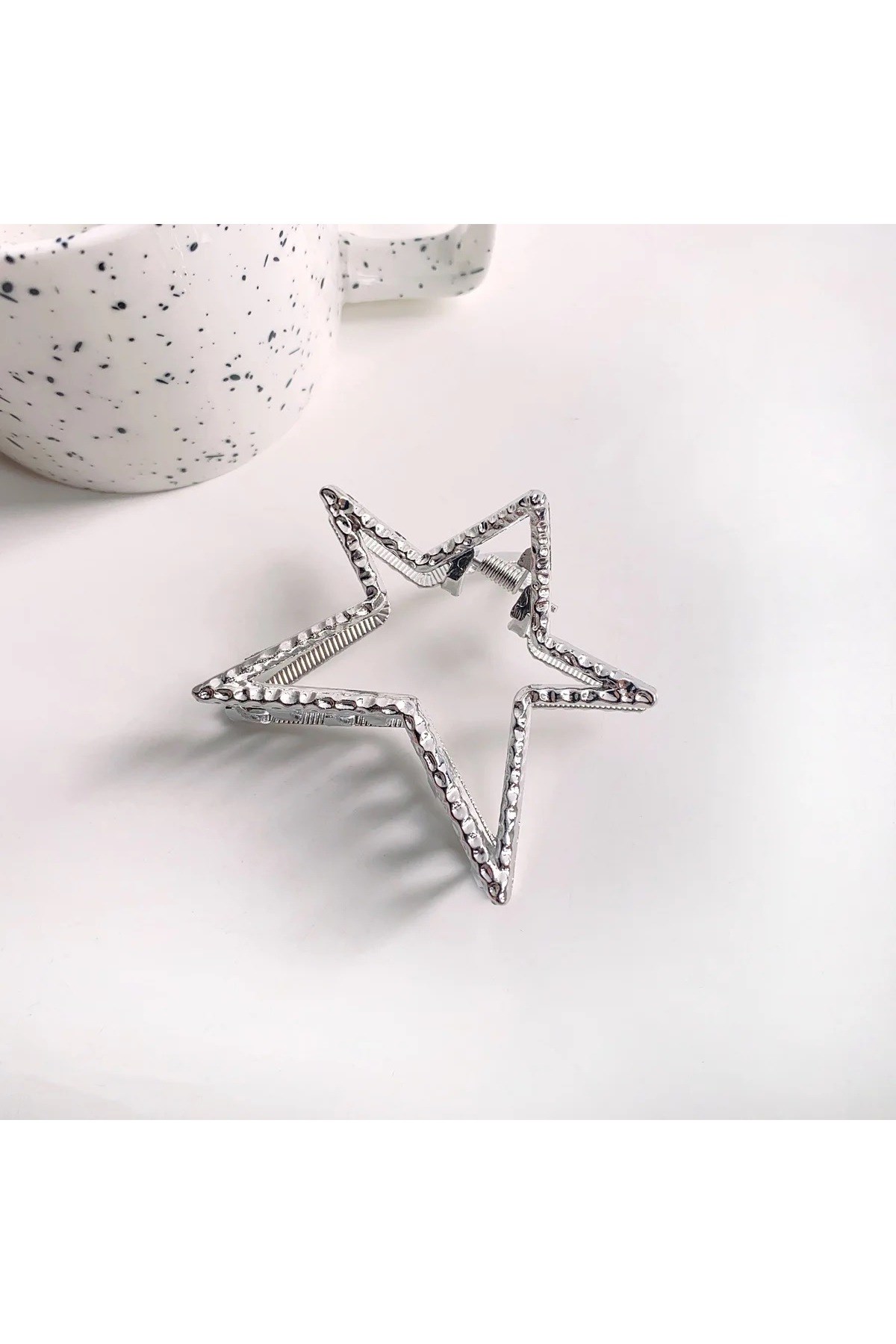 Kadın Yıldız Model Yüksek Kalite Kararmaz 6 Cm Metal Toka