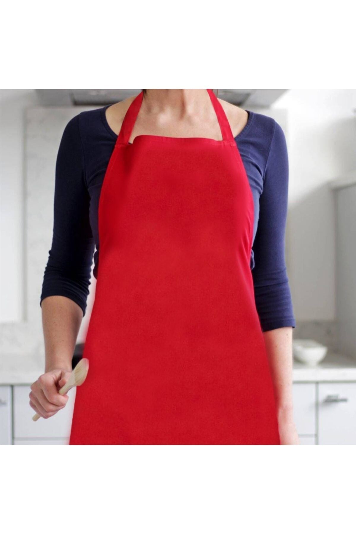 Kırmızı Önlük Chef Aşçı Şef Mutfak Önlüğü