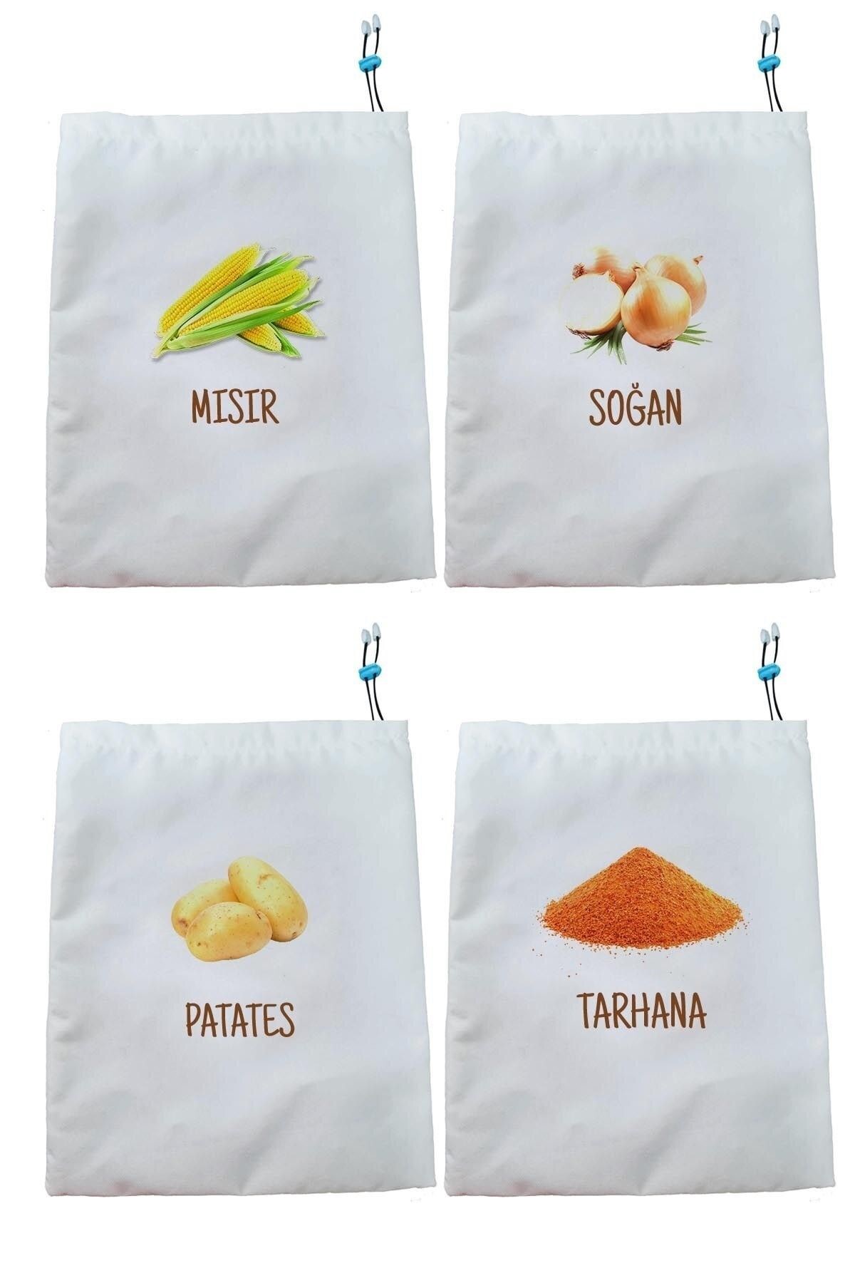 Kuru Bakliyat Saklama Torbası Mısır Soğan Patates Tarhana 4'lü