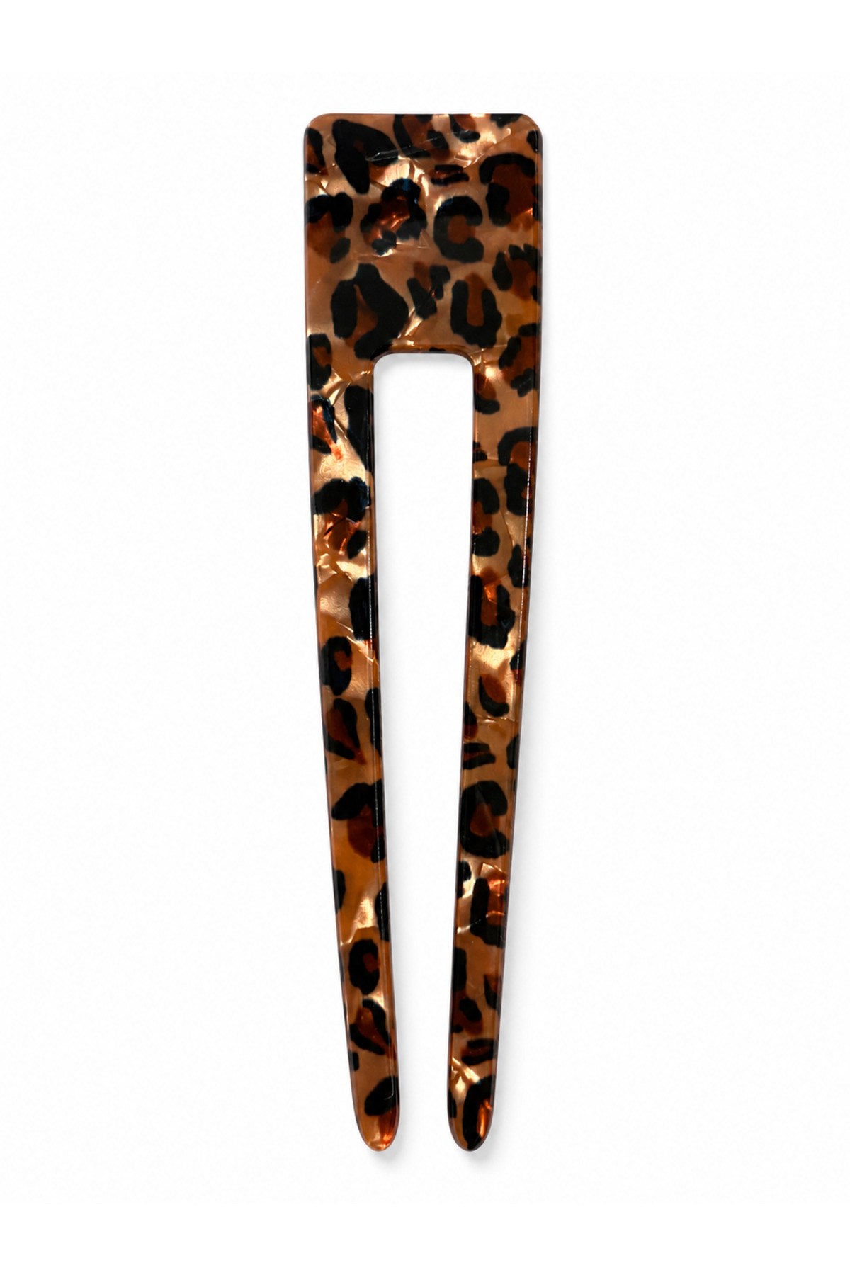 Leopar Desenli Topuz Tokası 12 cm İki Dişli Kemik Saç Toplama Tokası