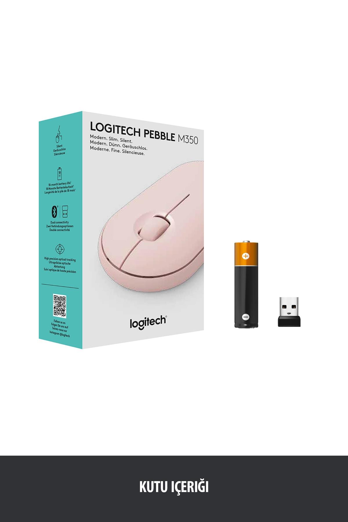M350 Pebble Sessiz Kablosuz Kompakt Mouse  Pembe