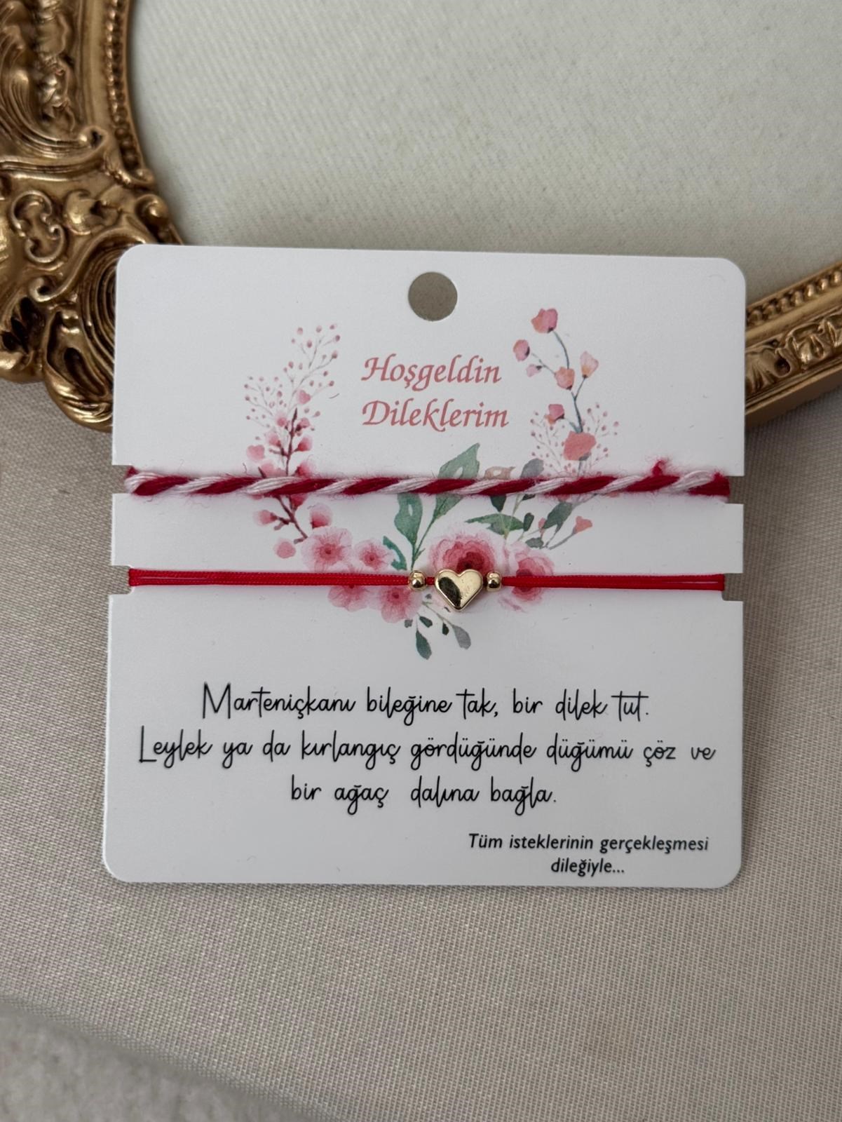 Marteniçka İkili Bileklik Kırmızı Kalp