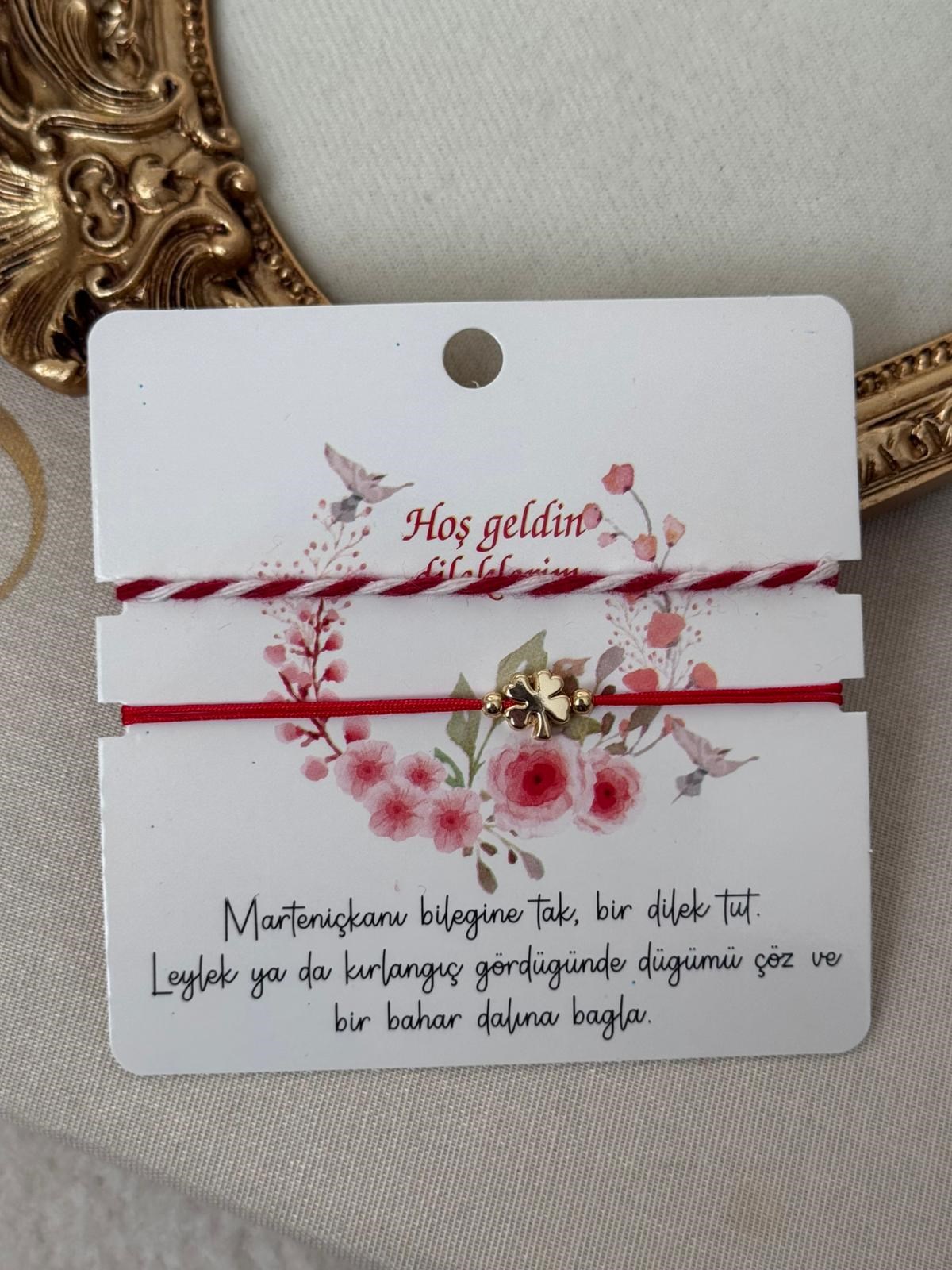 Marteniçka İkili Bileklik Kırmızı Yonca
