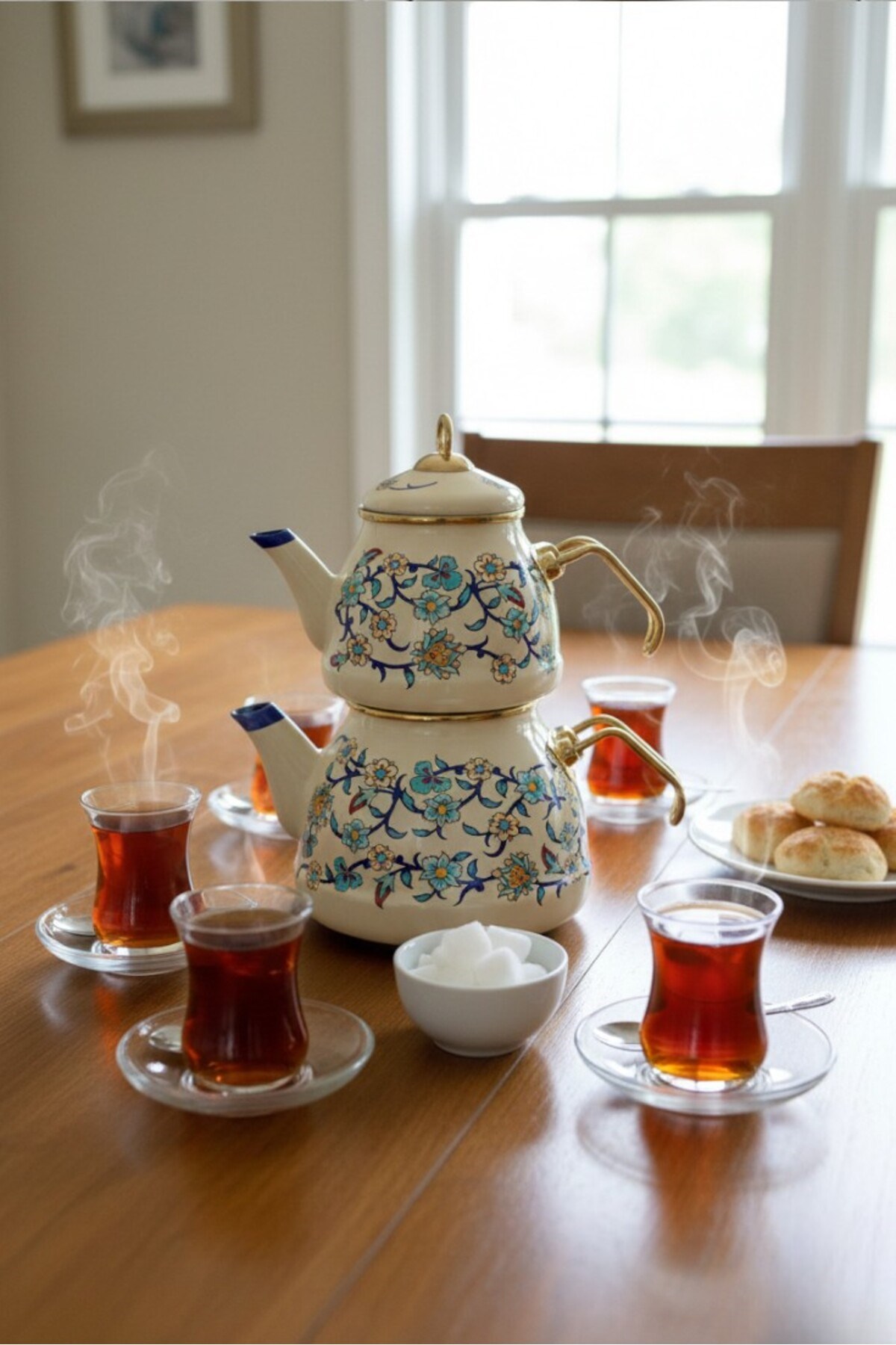 Menekşe Desen Çaydanlık