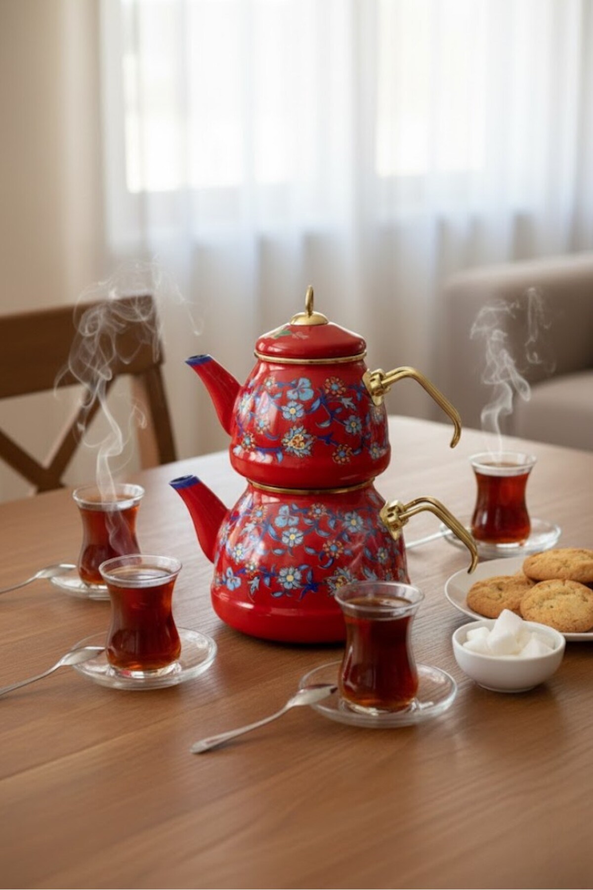 Menekşe Desen Çaydanlık