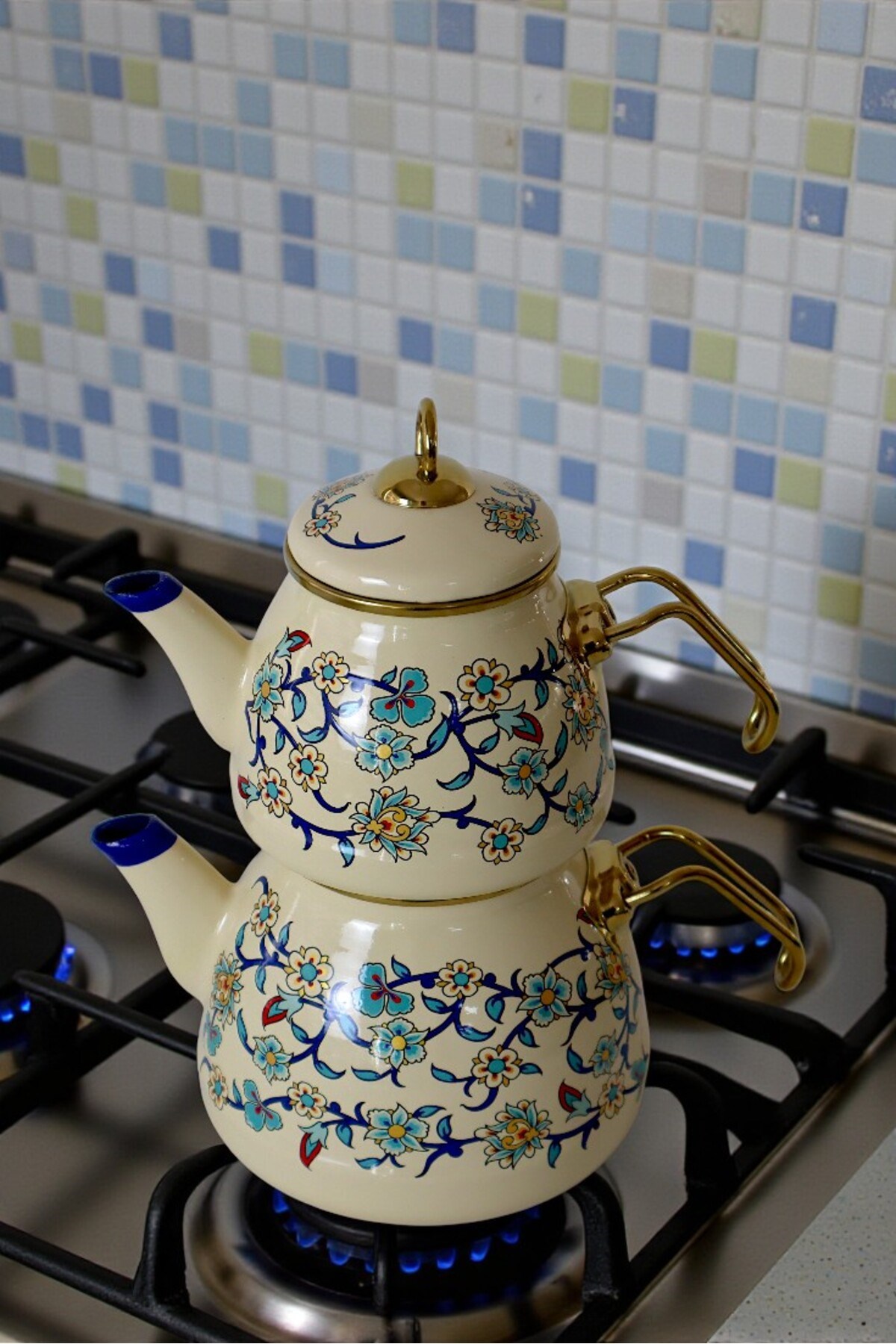 Menekşe Desen Çaydanlık