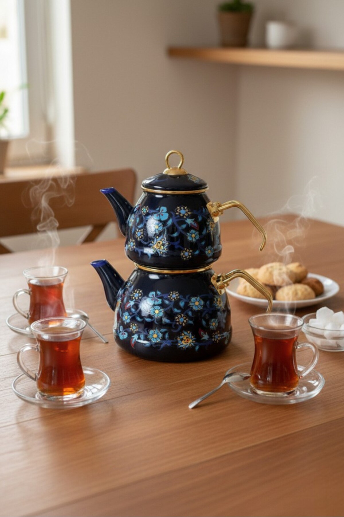 Menekşe Desen Çaydanlık