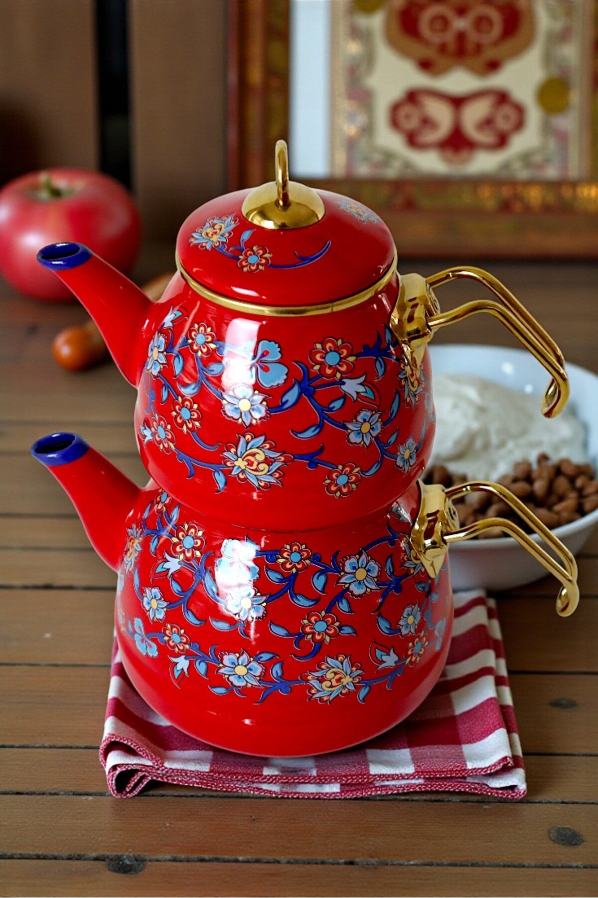 Menekşe Desen Çaydanlık