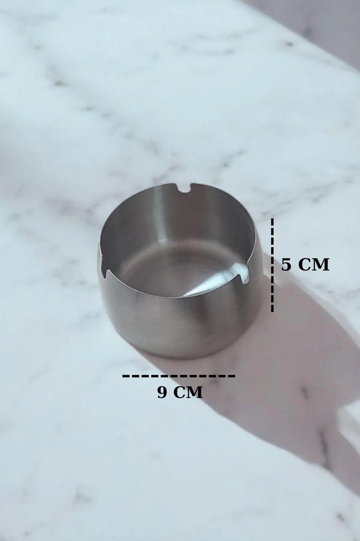 Metal Dekoratif Paslanmaz Çelik Küllük | Gri Masa Üstü Küllük