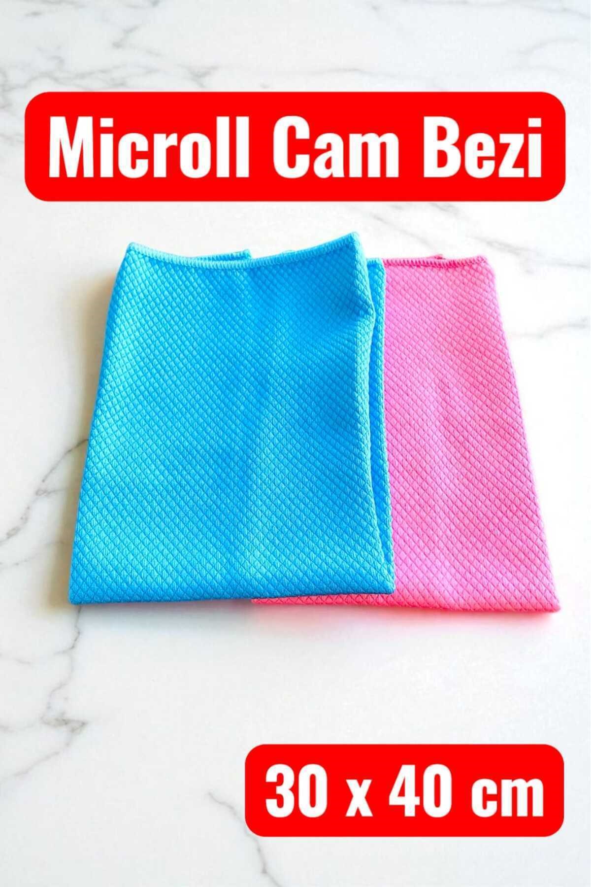 Microll 2'li Mikrofiber Cam Bezi | Pembe & Mavi | İz Bırakmaz – Tüy Bırakmaz – 30x40 cm