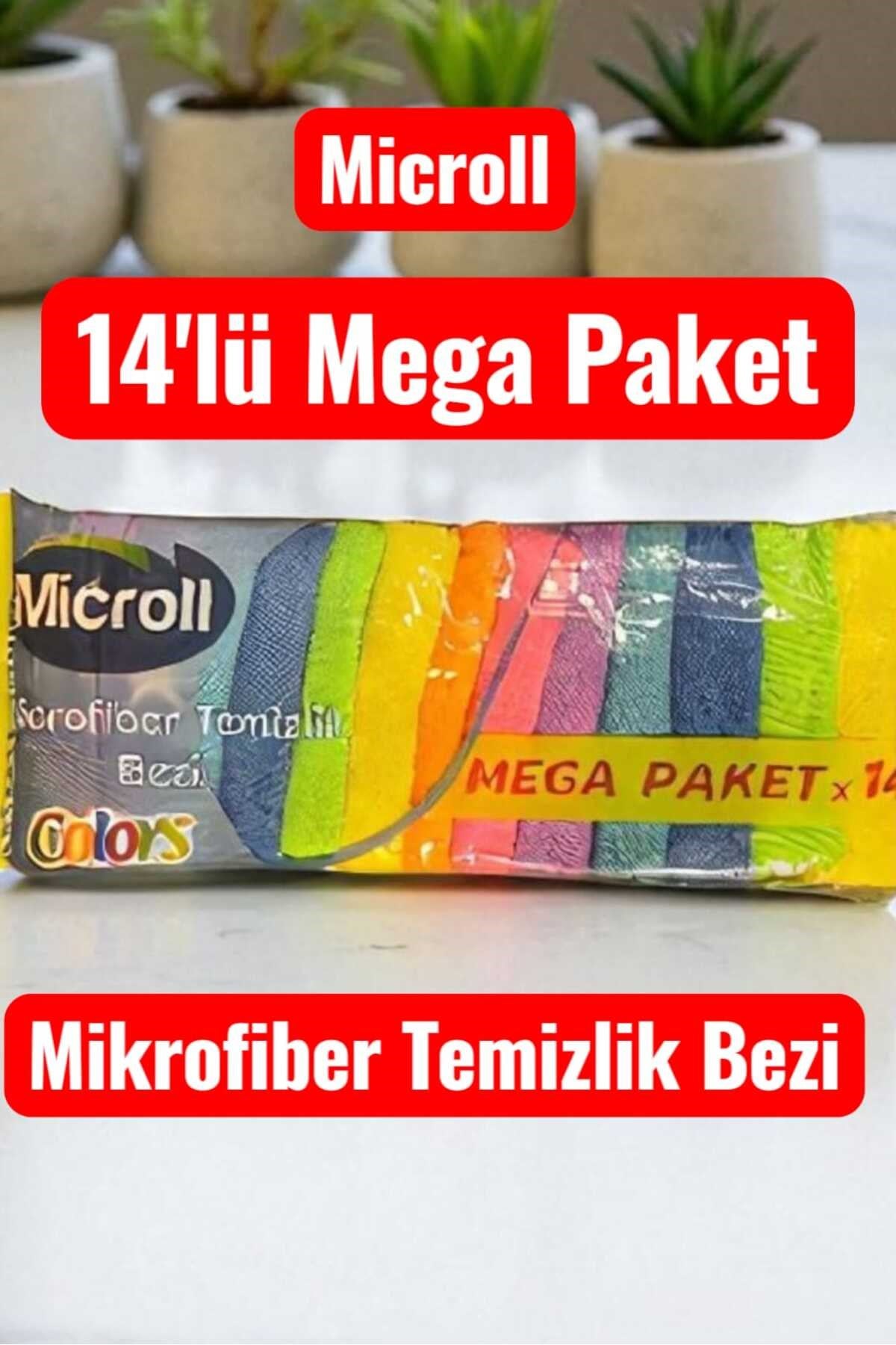Microll Mikrofiber Temizlik Bezi - 14'lü Mega Paket, Renkli