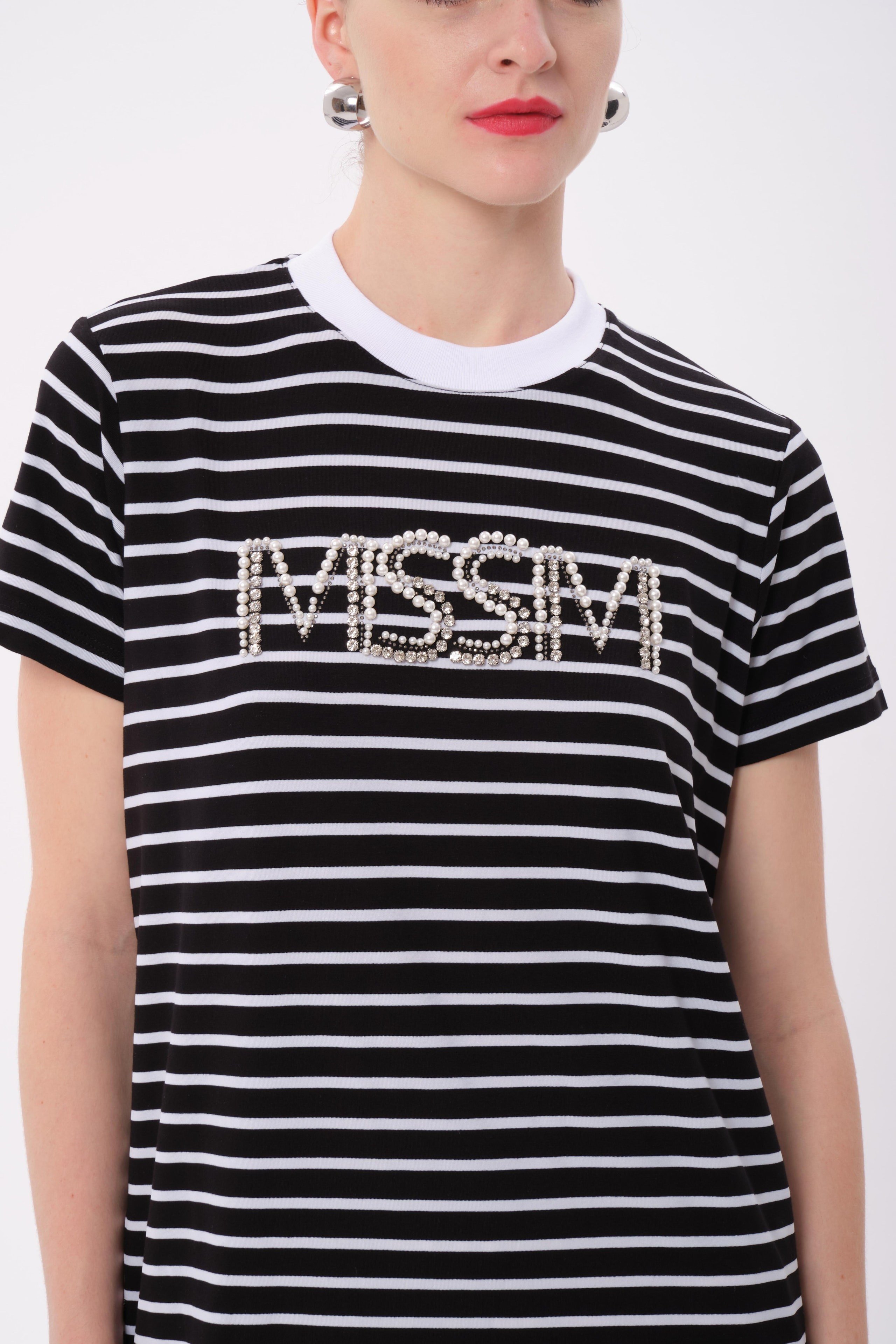 MİSSEMRAMİSS MSSM Taşlı Çizgili Tshirt