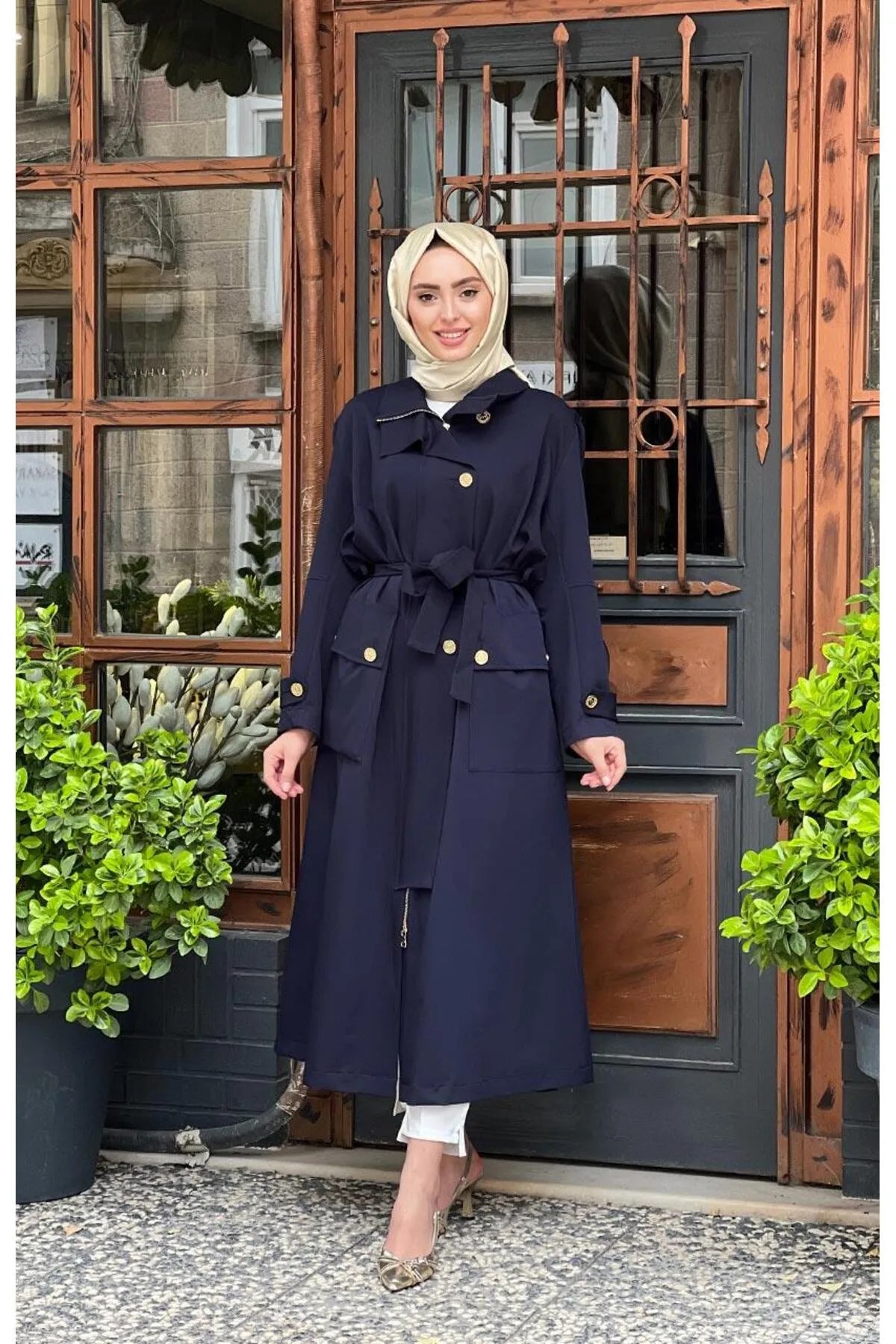 MİSSWHENCE 35506 İKİ CEPLİ KENDİNDEN BAĞLAMALI ARA BOY PARDESÜ
