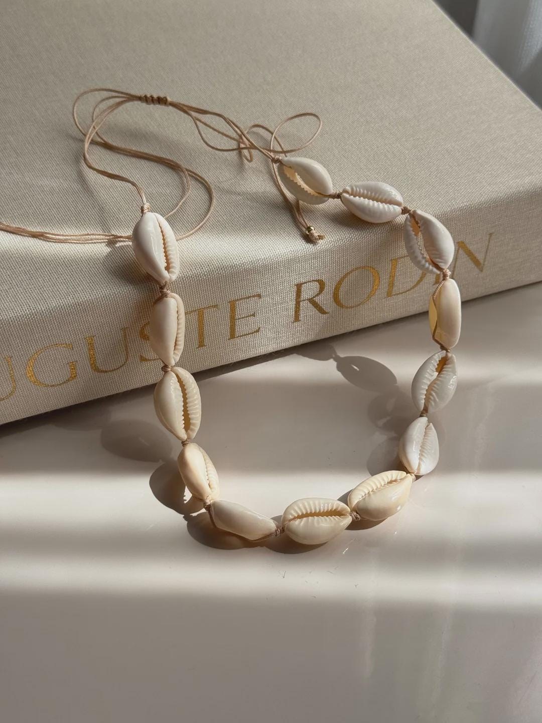 Natural Cowrie Shell Necklace Adjustable Boho Beach Jewelry for Women