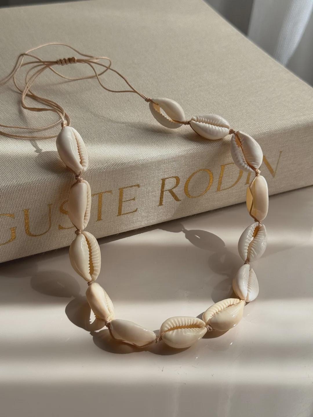 Natural Cowrie Shell Necklace Adjustable Boho Beach Jewelry for Women