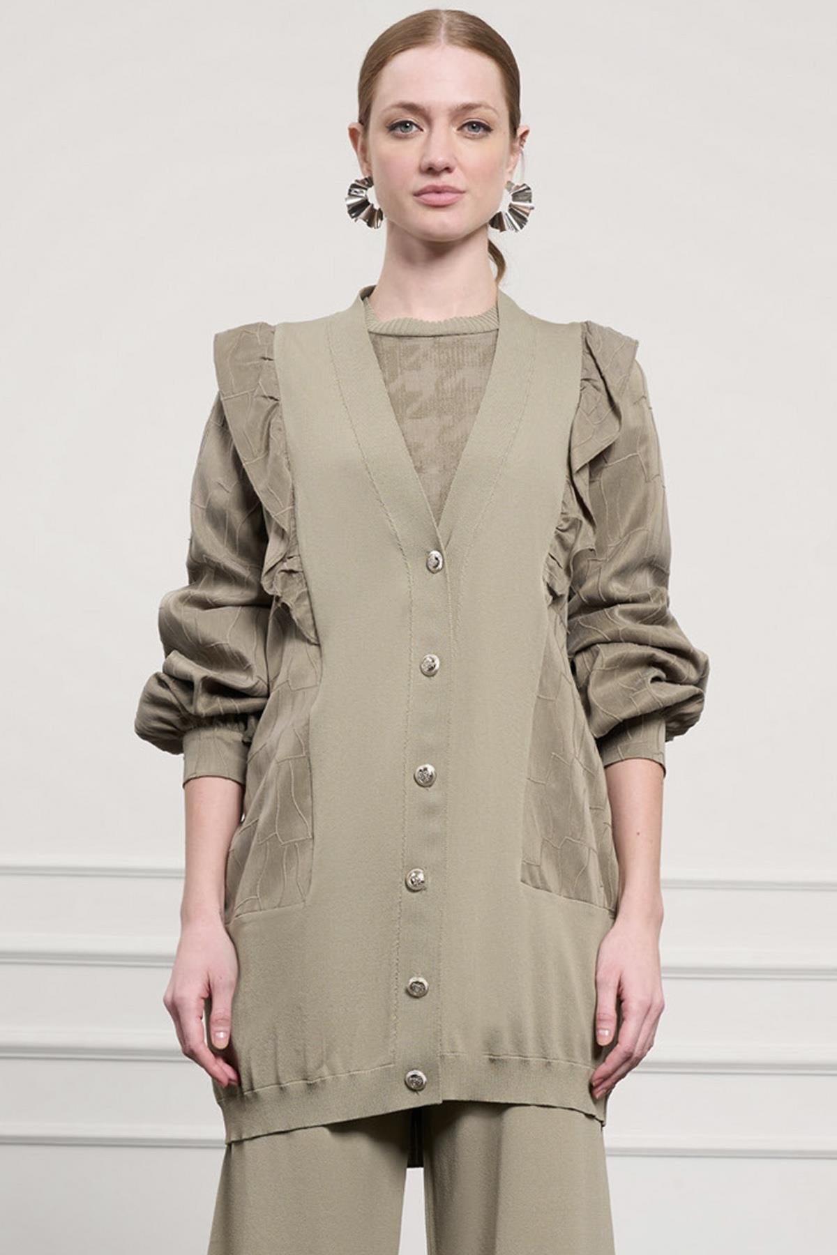 NUSS İpek Cupra Mix Detaylı Merserize Hırka