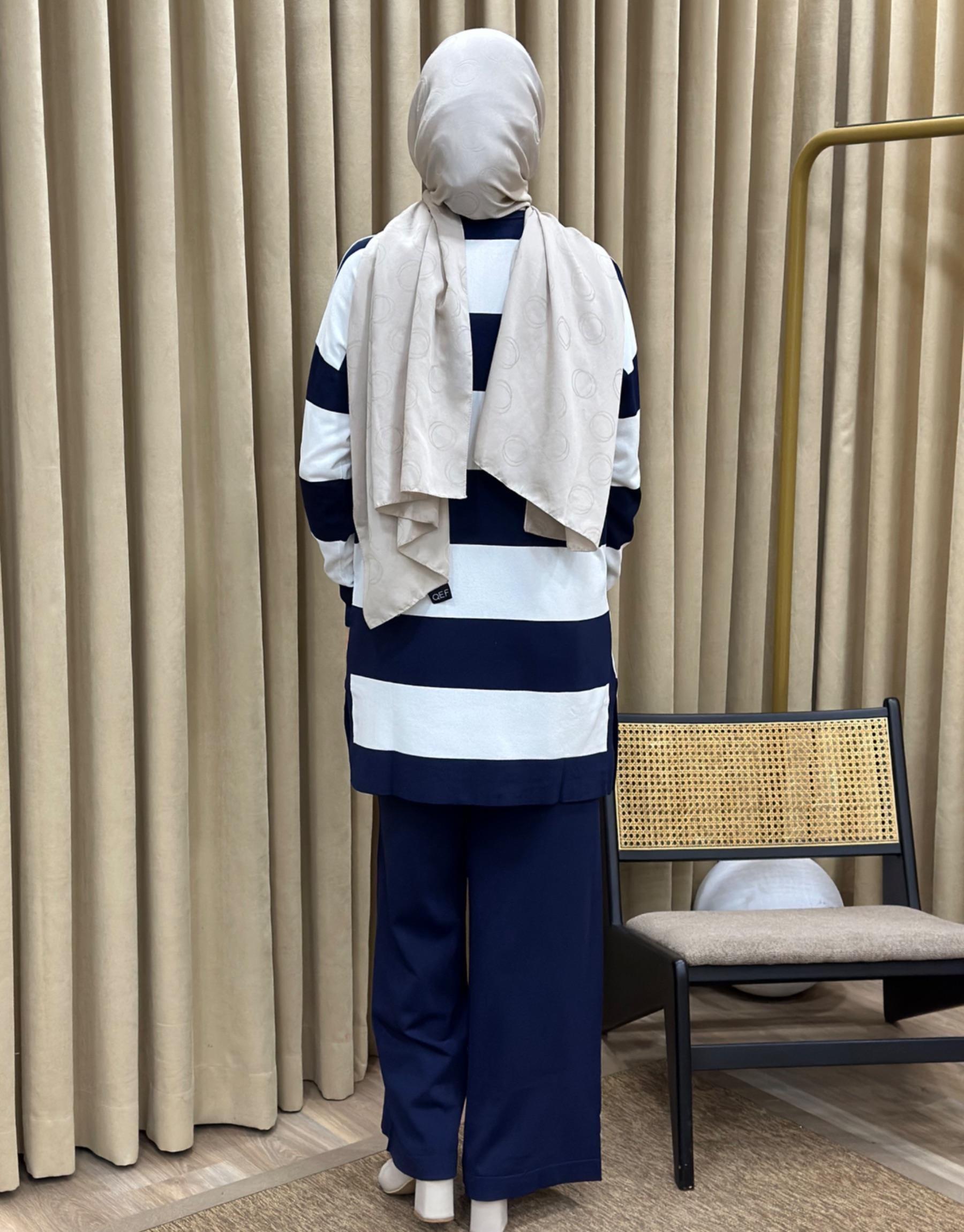 NUSS Merserize Enine Çizgili Sweat Pantolon Takım