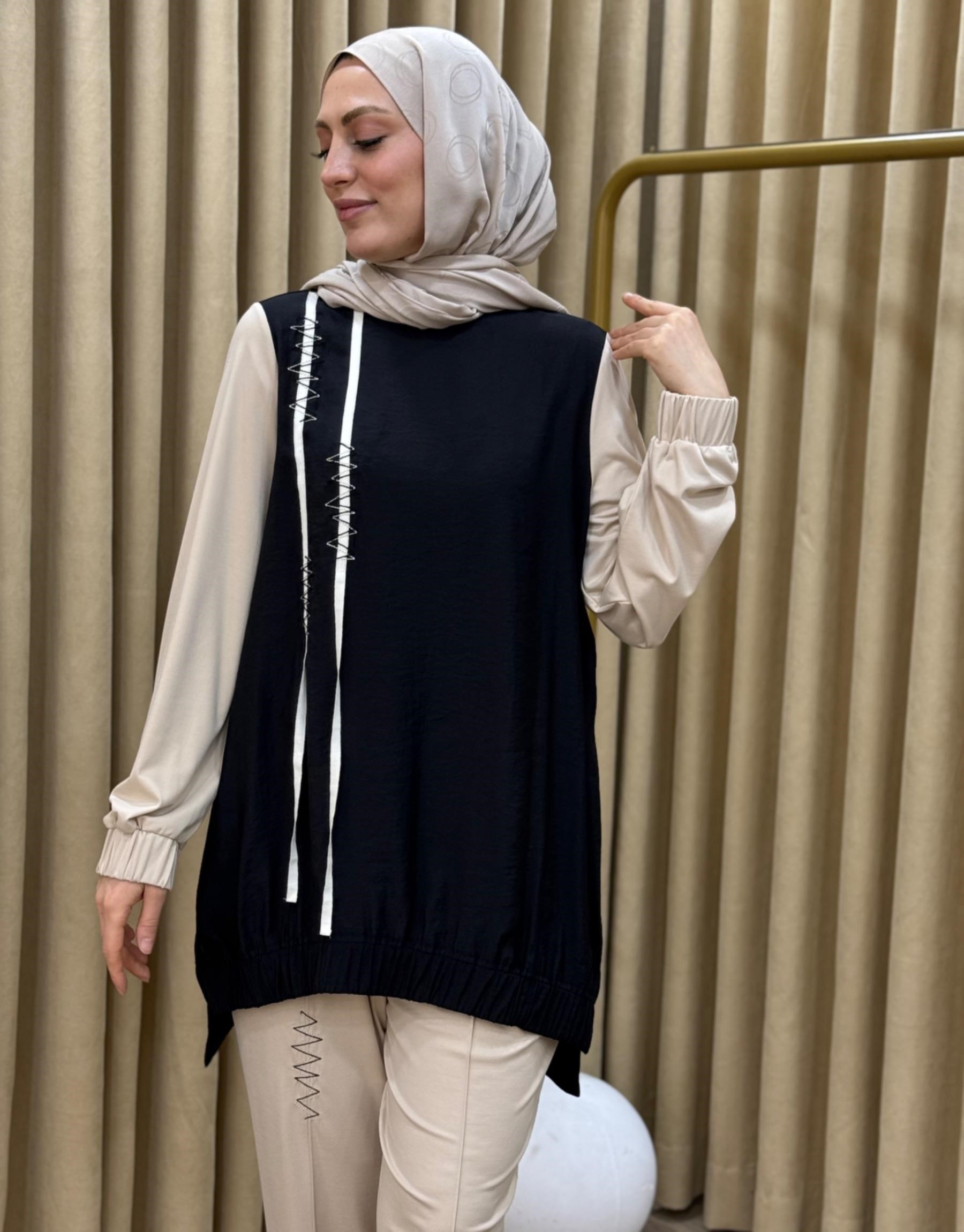 NUSS Nakış İşleme Detaylı Tunik - Pantolon Takım