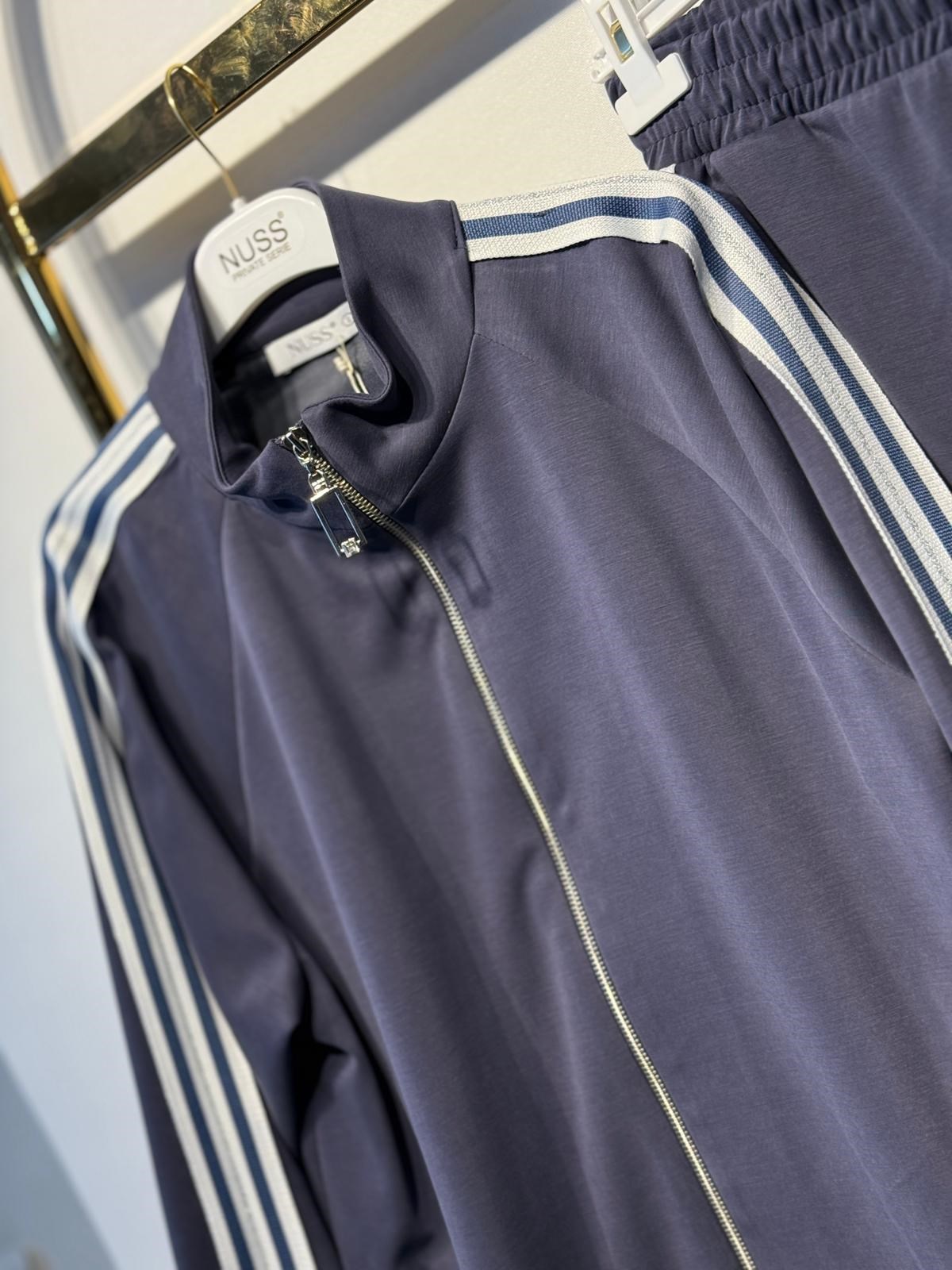 NUSS Şerit Detaylı Önden Full Fermuarlı Ceket Pantolon Takım