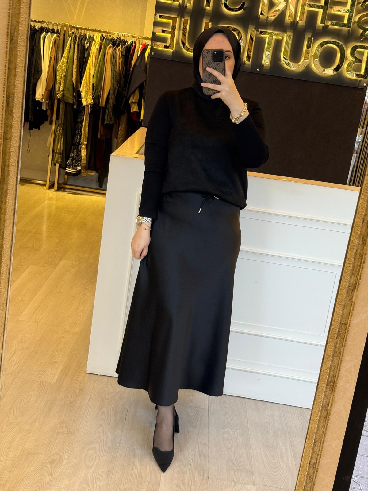 NUSS Süet Mix Triko Nakış İşlemeli Rahat Tunik