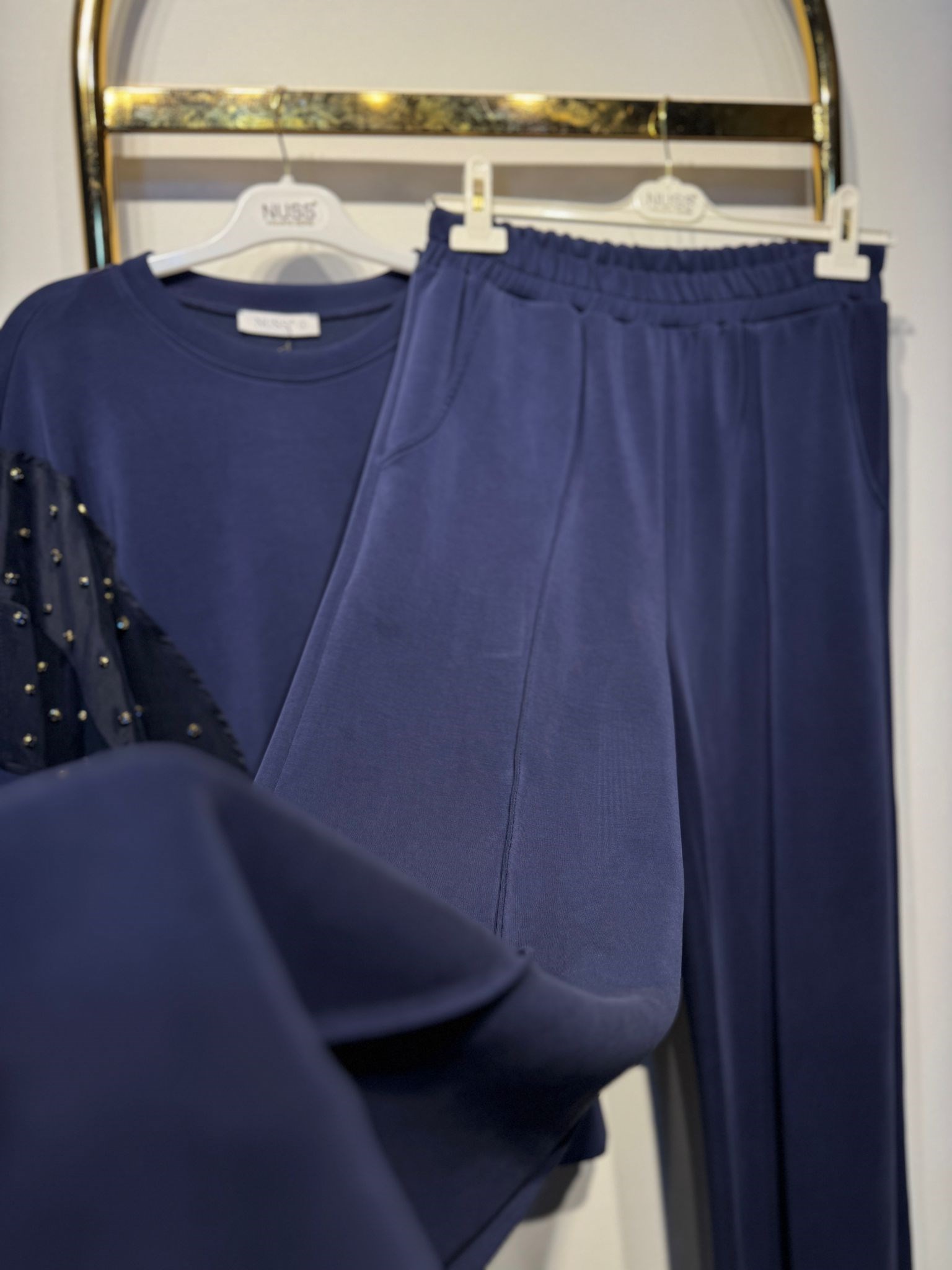 NUSS Taş İşlemeli Oysho Kumaş Tunik Pantolon Takım