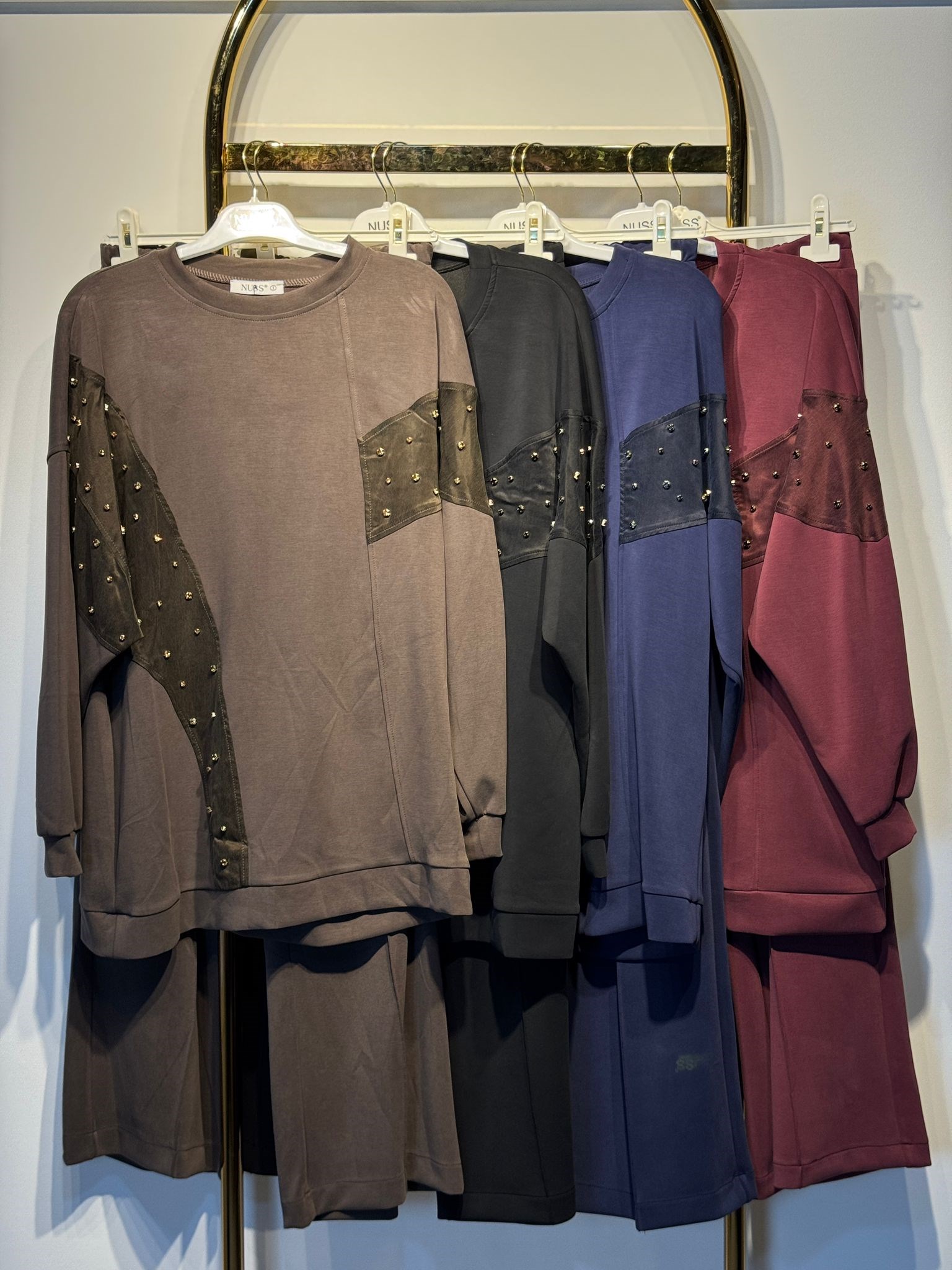 NUSS Taş İşlemeli Oysho Kumaş Tunik Pantolon Takım