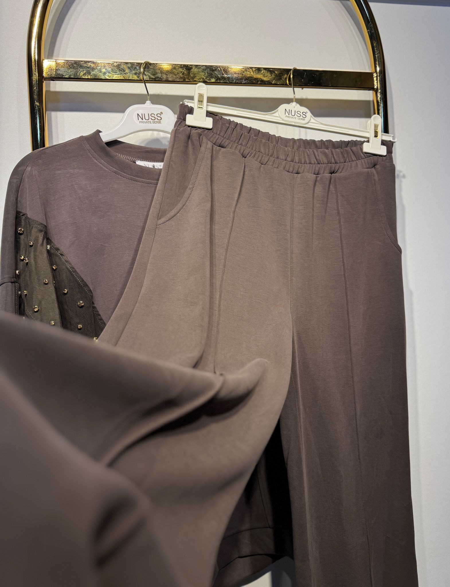 NUSS Taş İşlemeli Oysho Kumaş Tunik Pantolon Takım