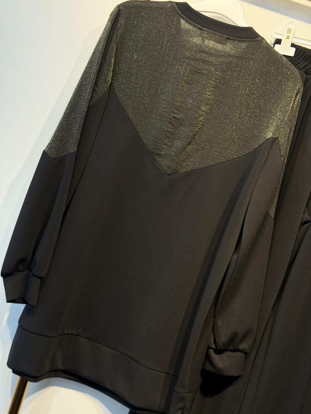NUSS Tasarım Mix Kumaş Rahat Tunik Pantolon Takım