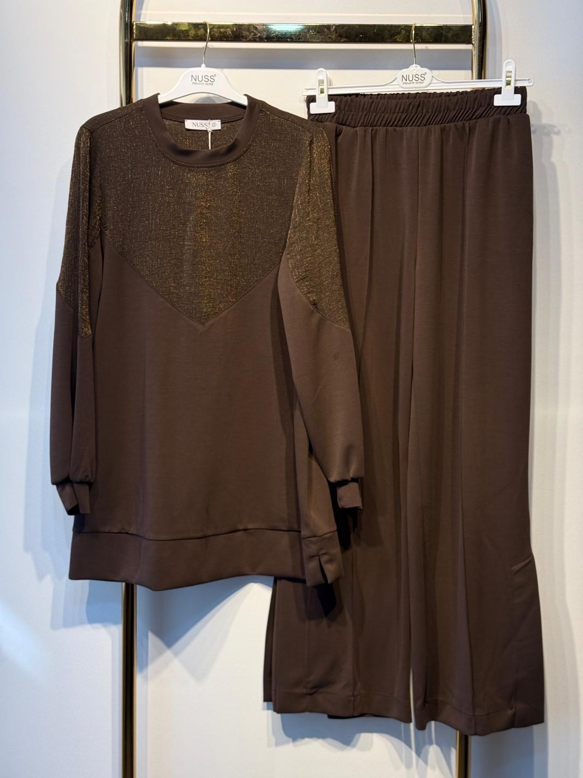 NUSS Tasarım Mix Kumaş Rahat Tunik Pantolon Takım