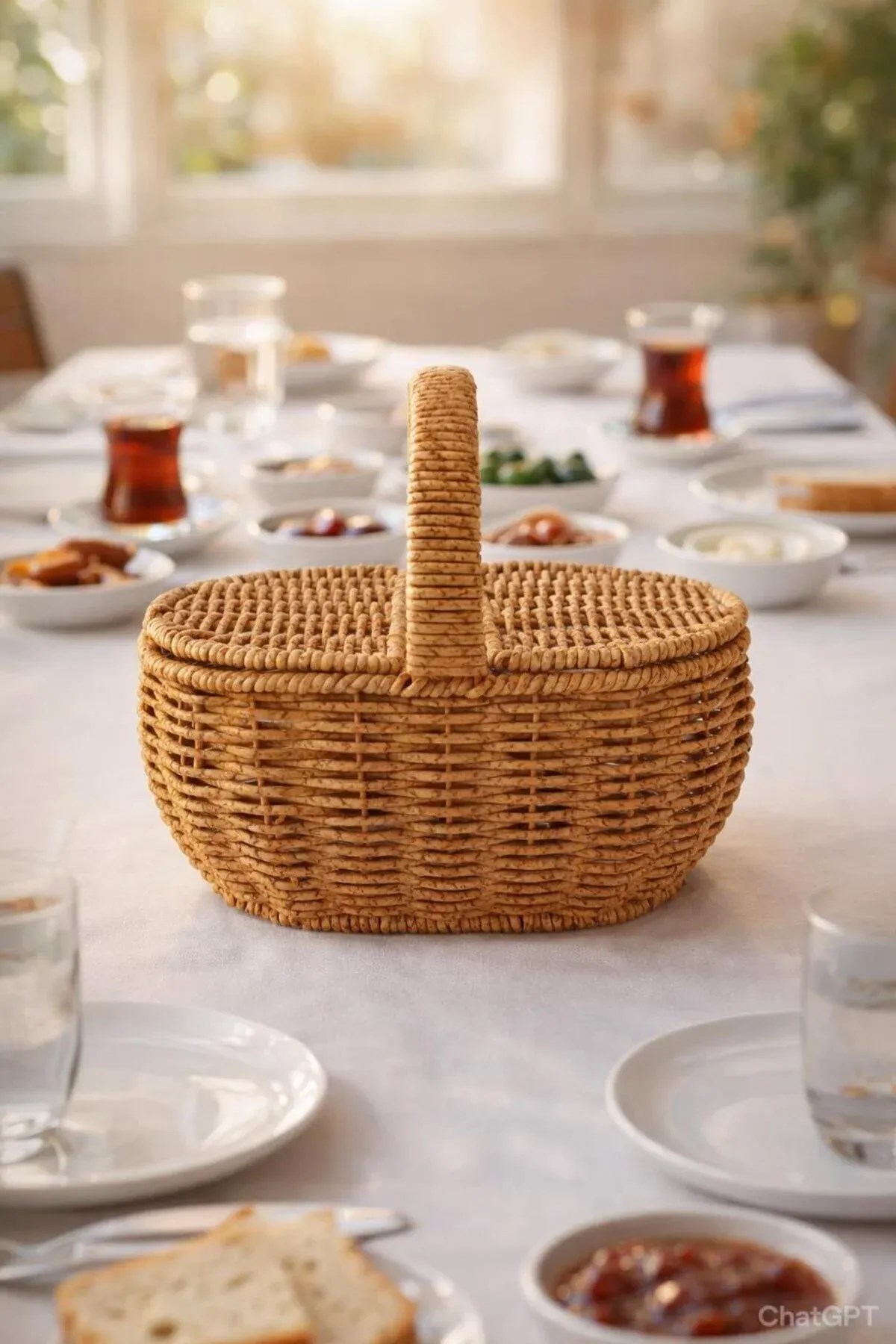 Oval Hasır Rattan Mini Kulplu Organizer Sepet 10,5x22,