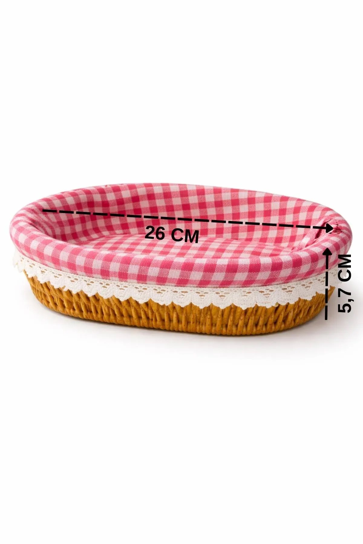 Oval Rattan Ekmeklik – Pötikare Kumaşlı Ekmek Sepeti