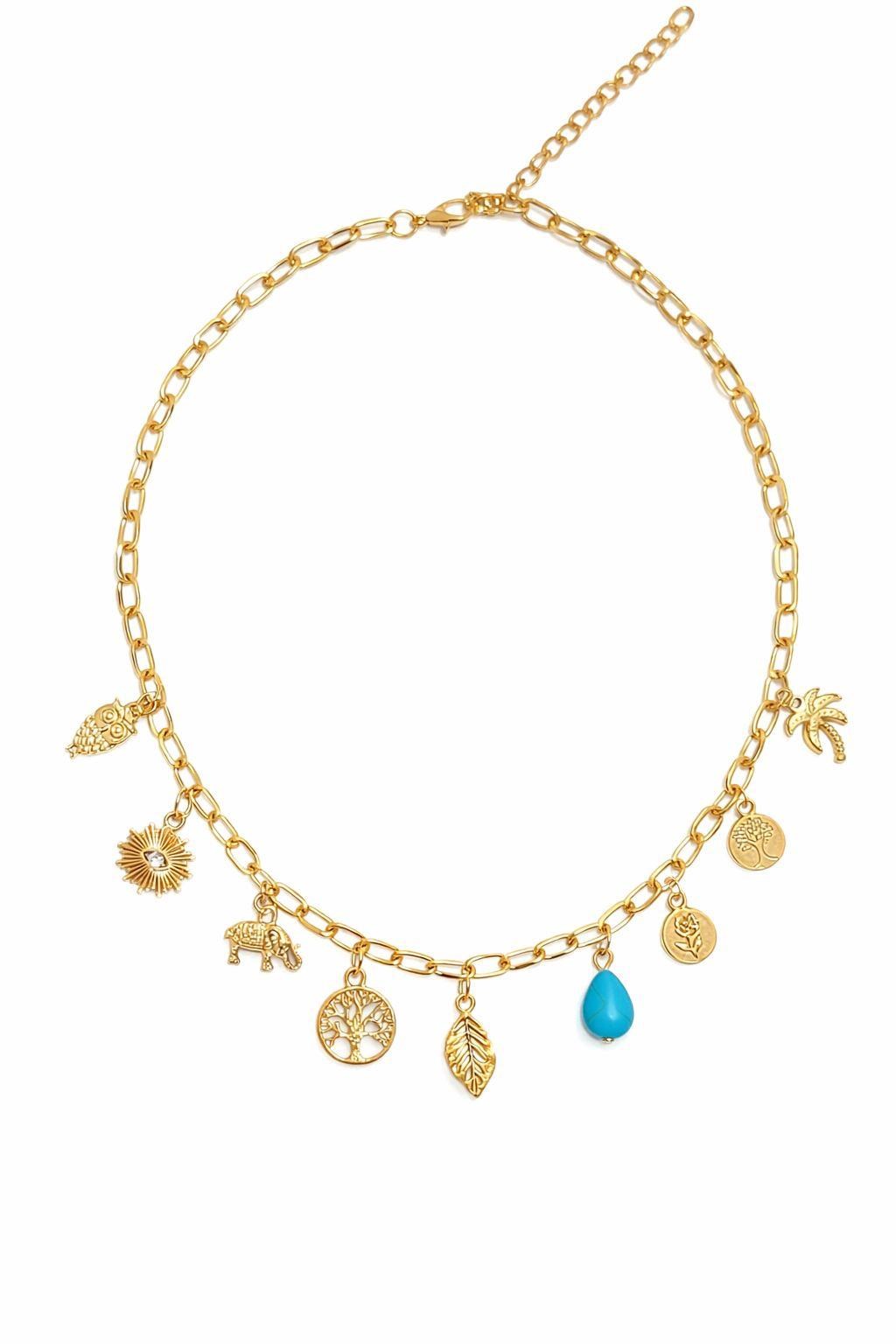 Özel Seri Charm Detaylı Gold Kolye