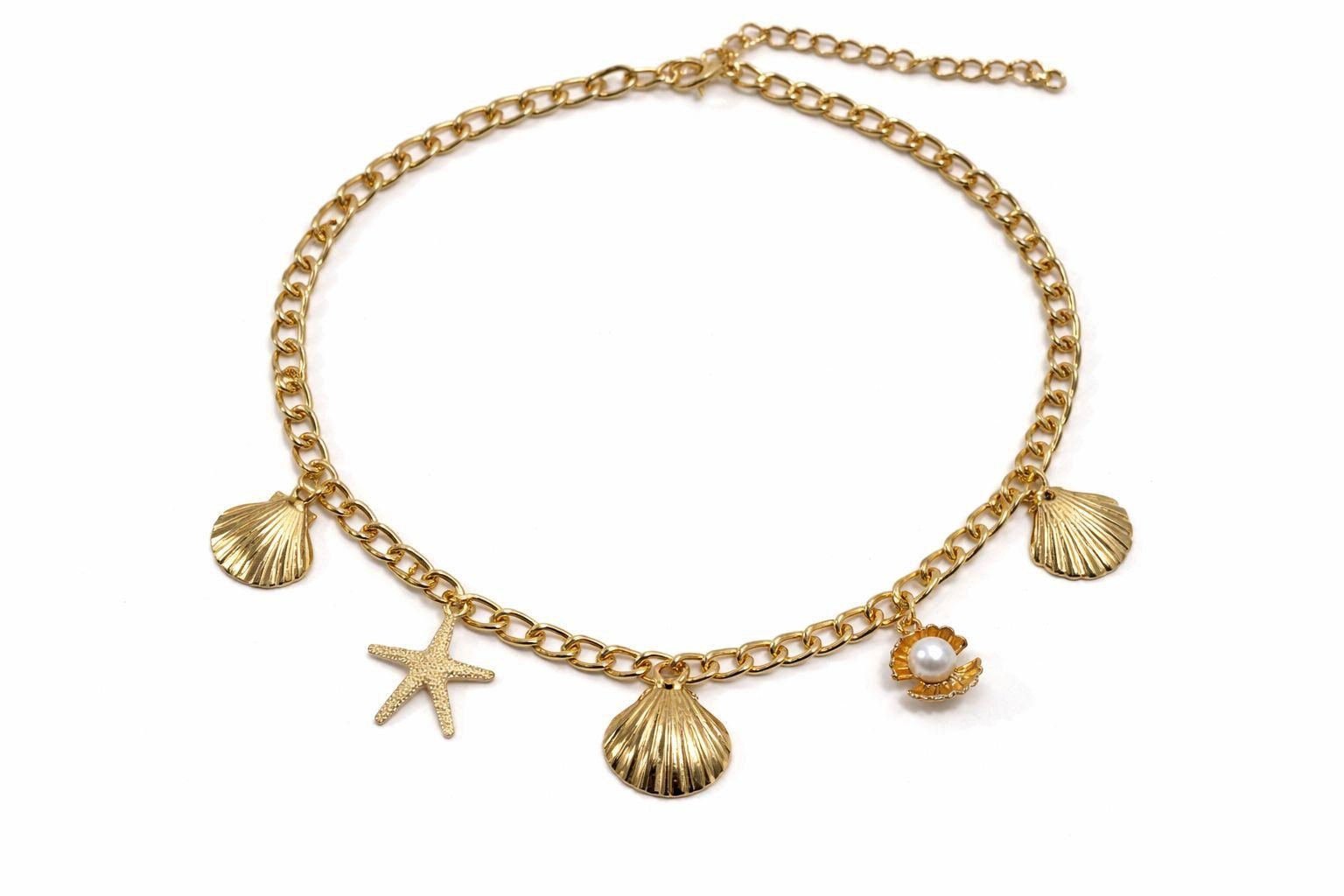 Özel Seri Deniz Temalı Charm Gold Kolye