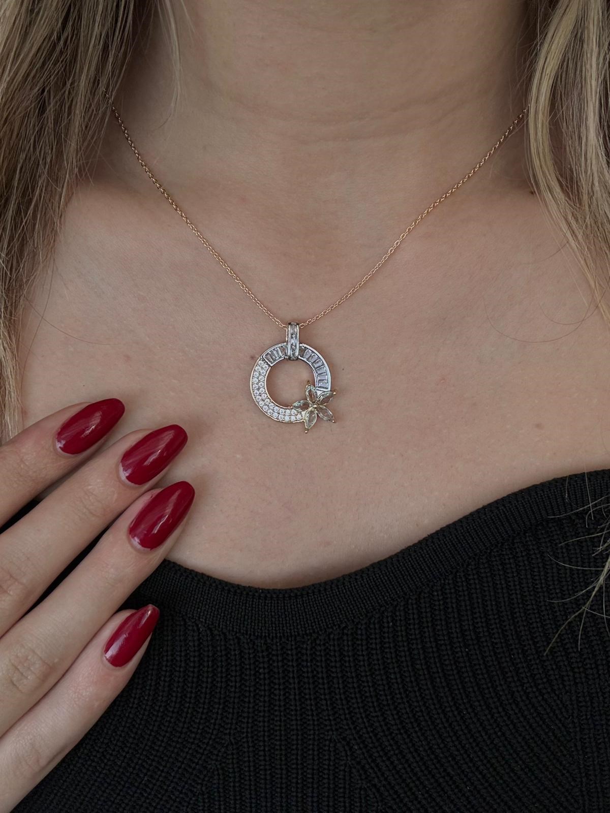 Özel Seri Flora Silver Gold Kolye